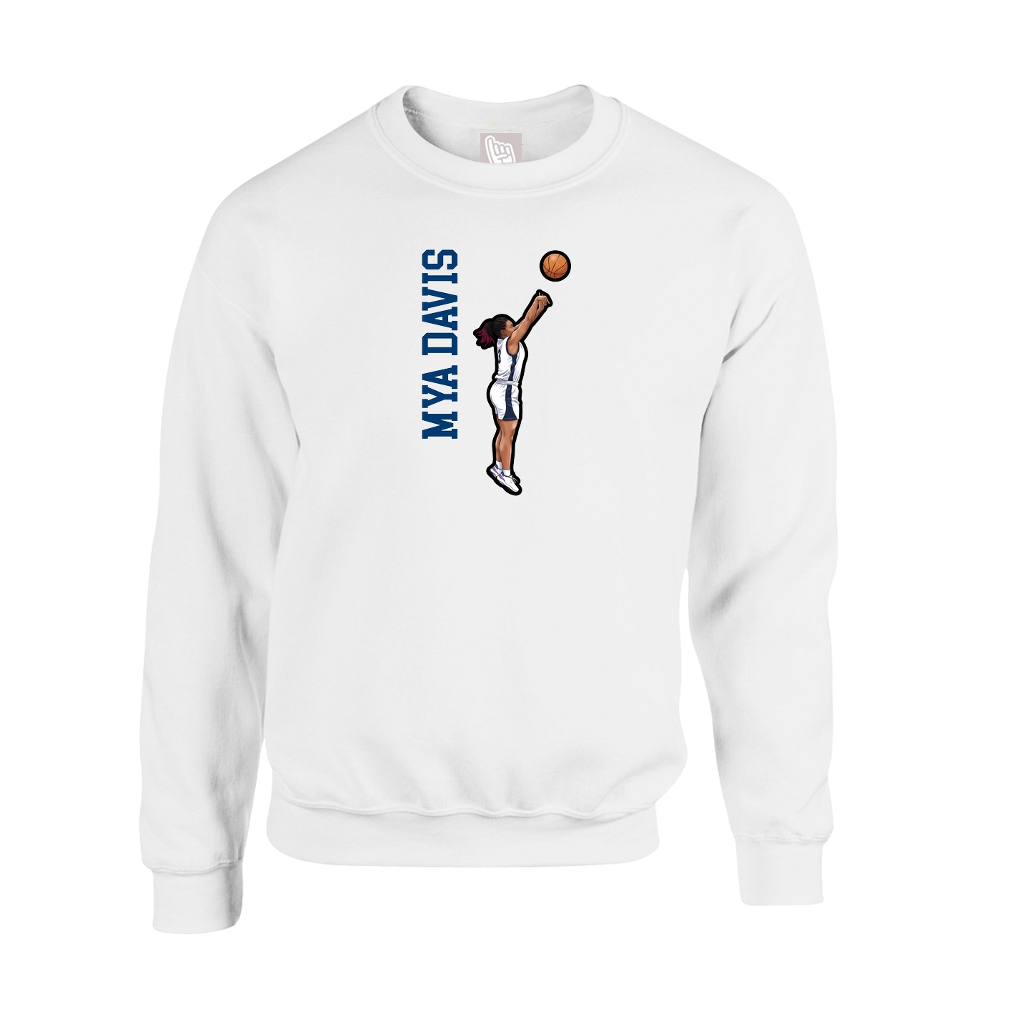 Fleece Crew — Name Vertical in White