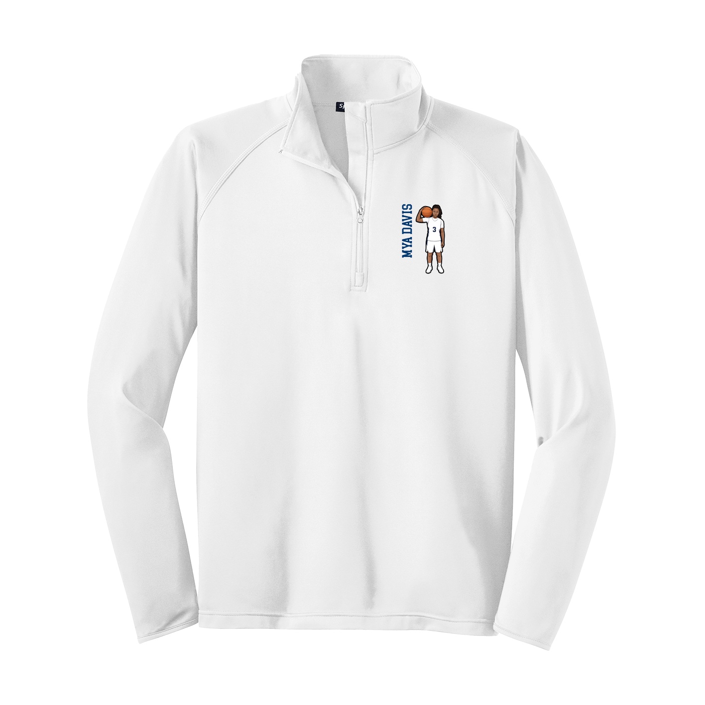 Q-Zip Pullover — Name Vertical in White