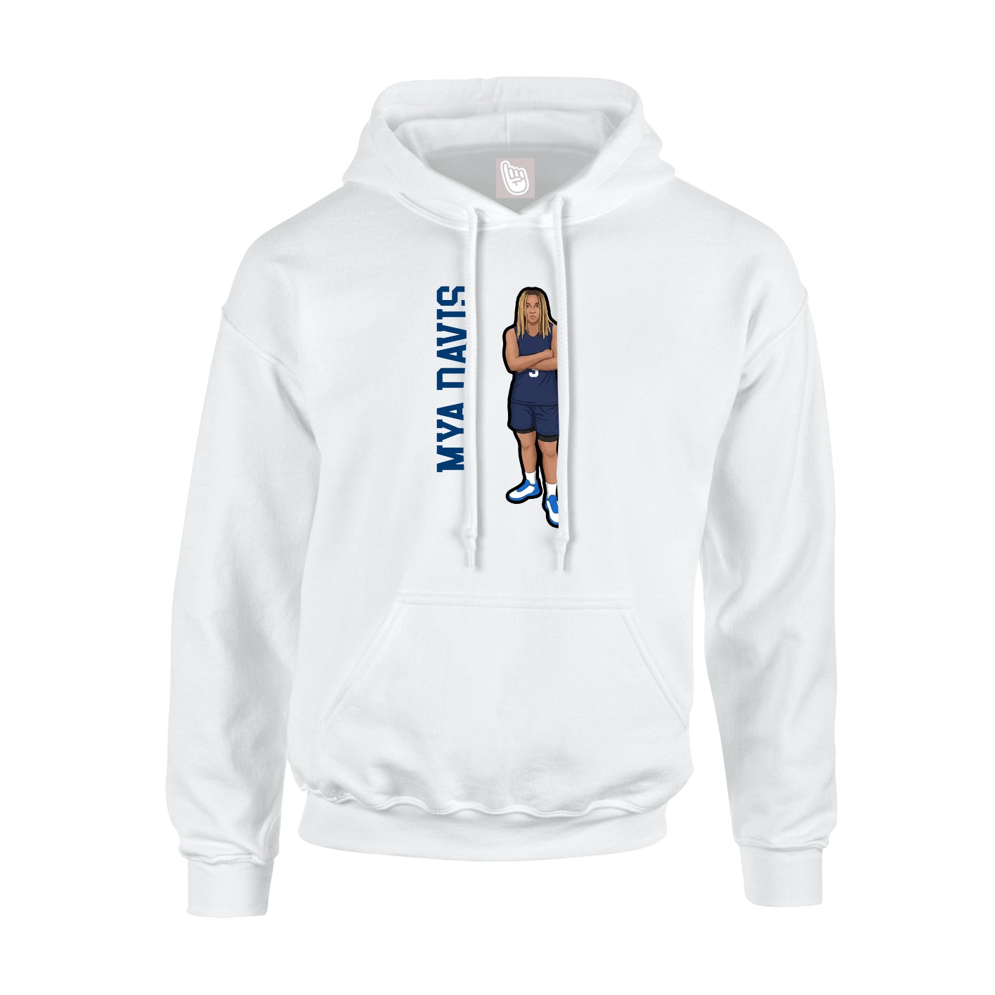 Youth Hoodie — Name Vertical in White