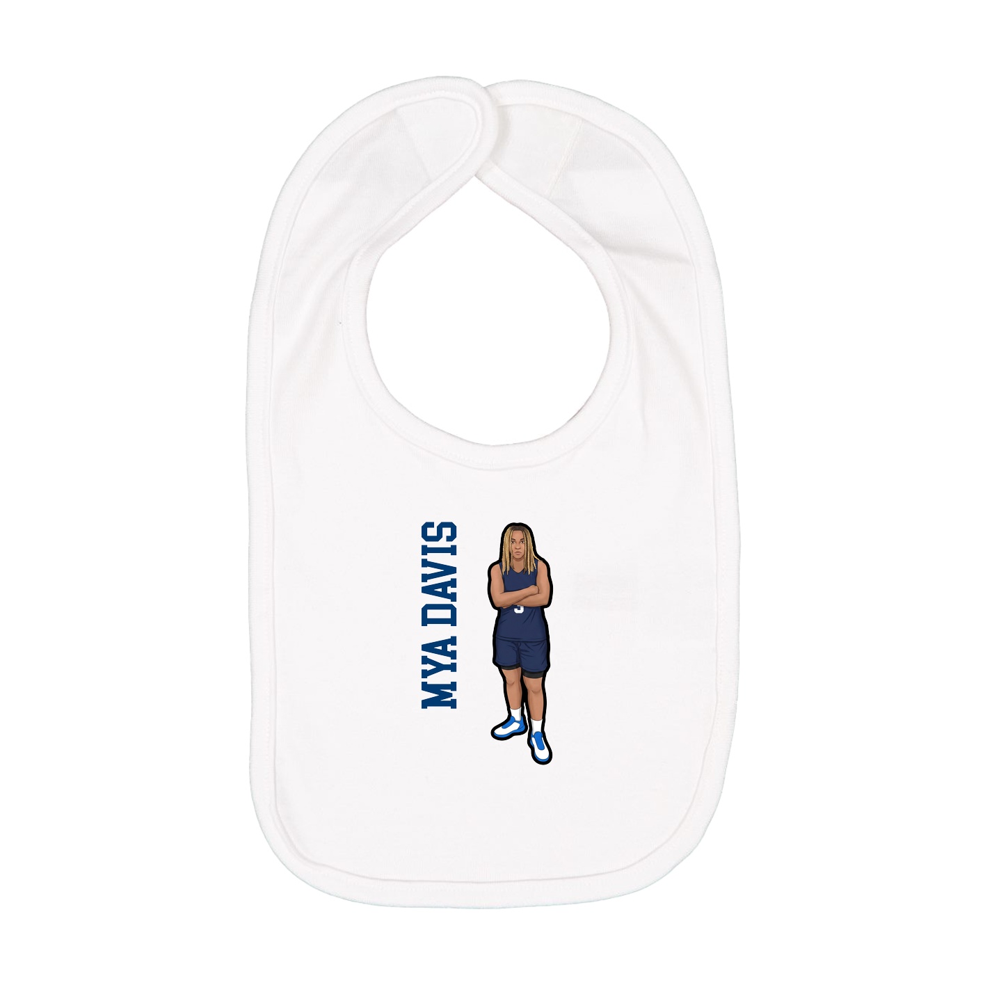 Infant Bib — Name Vertical in White