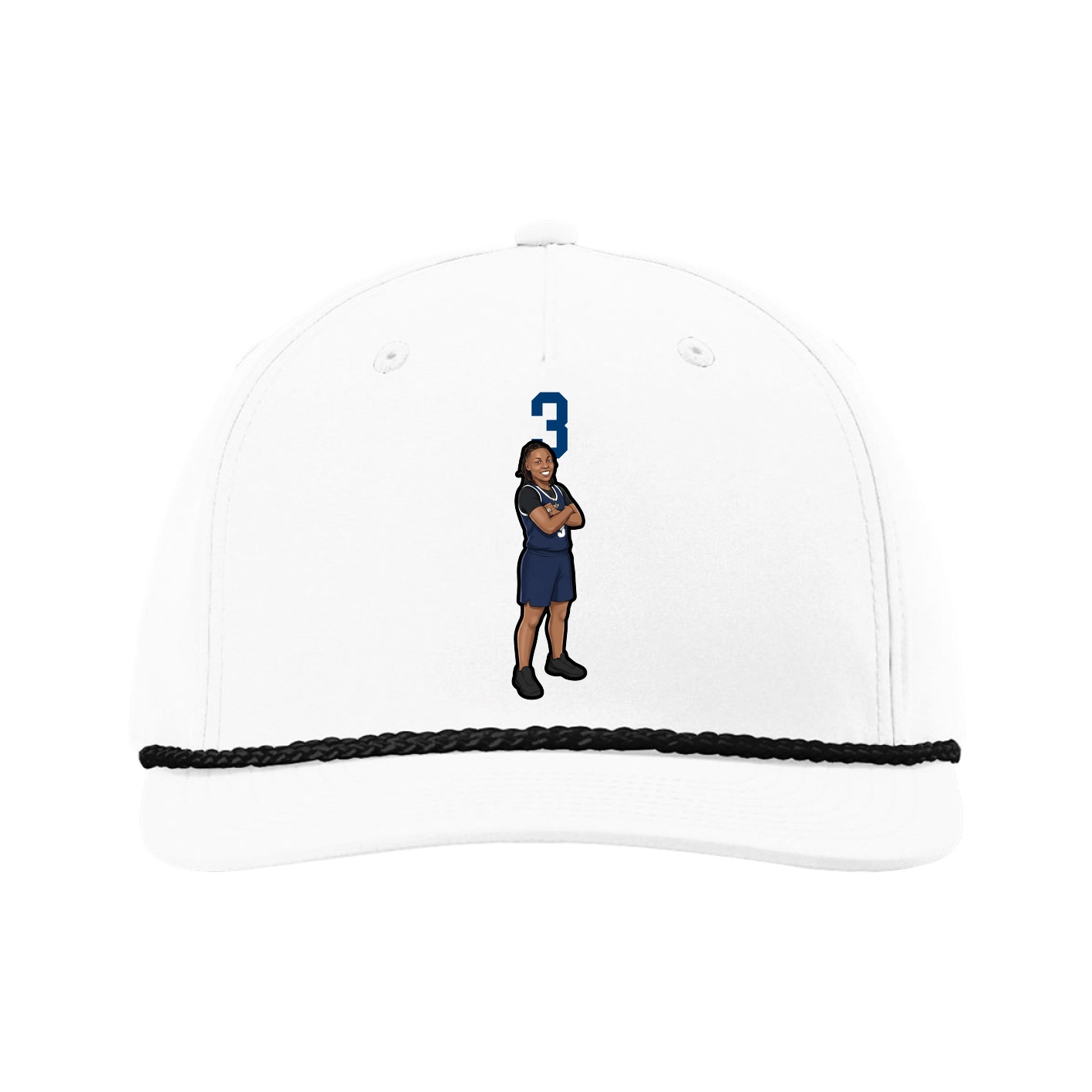 Five-Panel Classic Rope Cap — Number Top in White