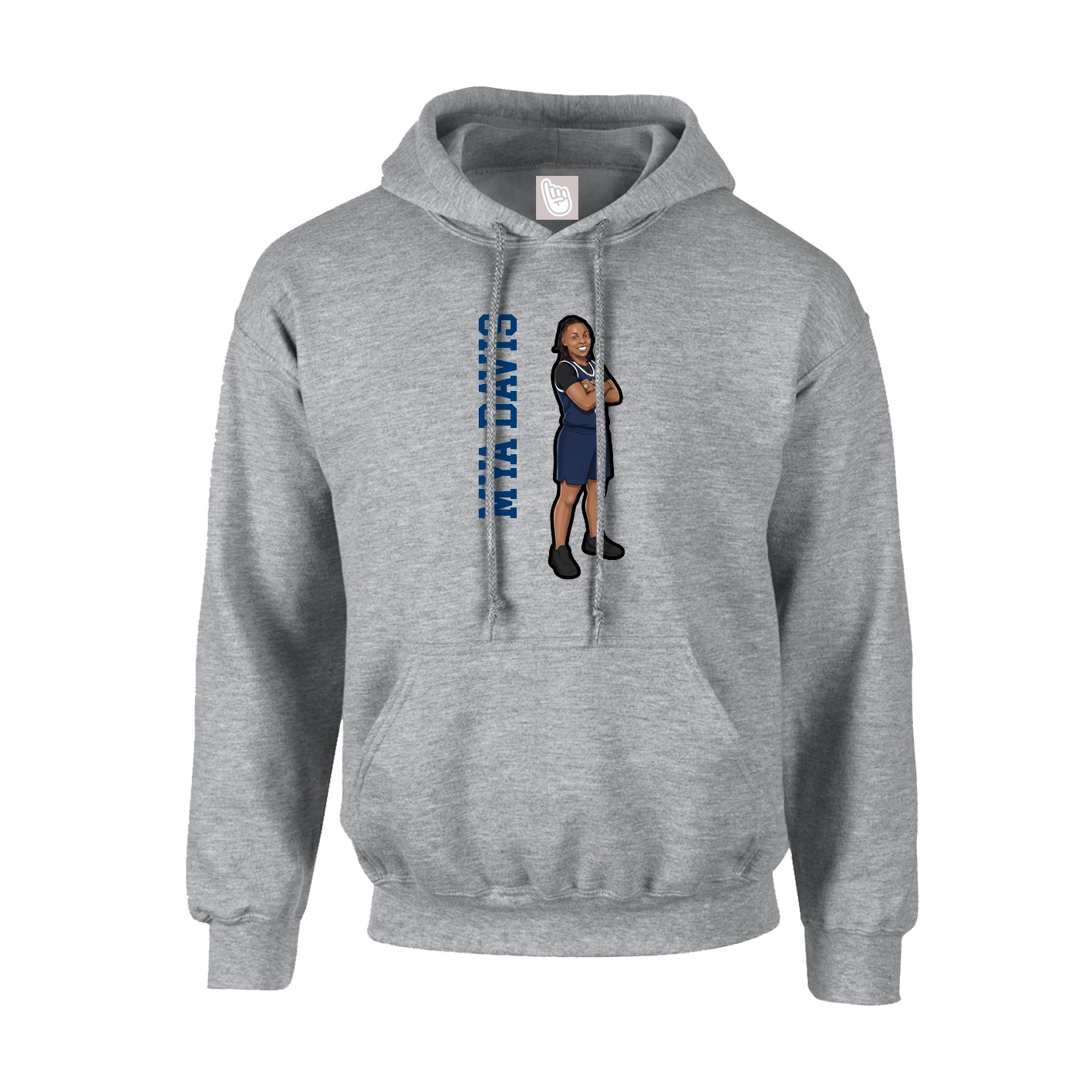 Youth Hoodie — Name Vertical in Grey