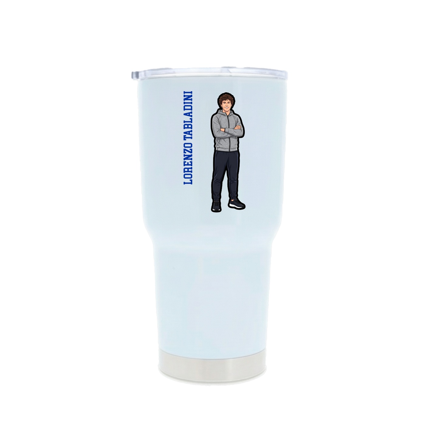 30oz Stainless Steel Tumbler — Name Vertical in White
