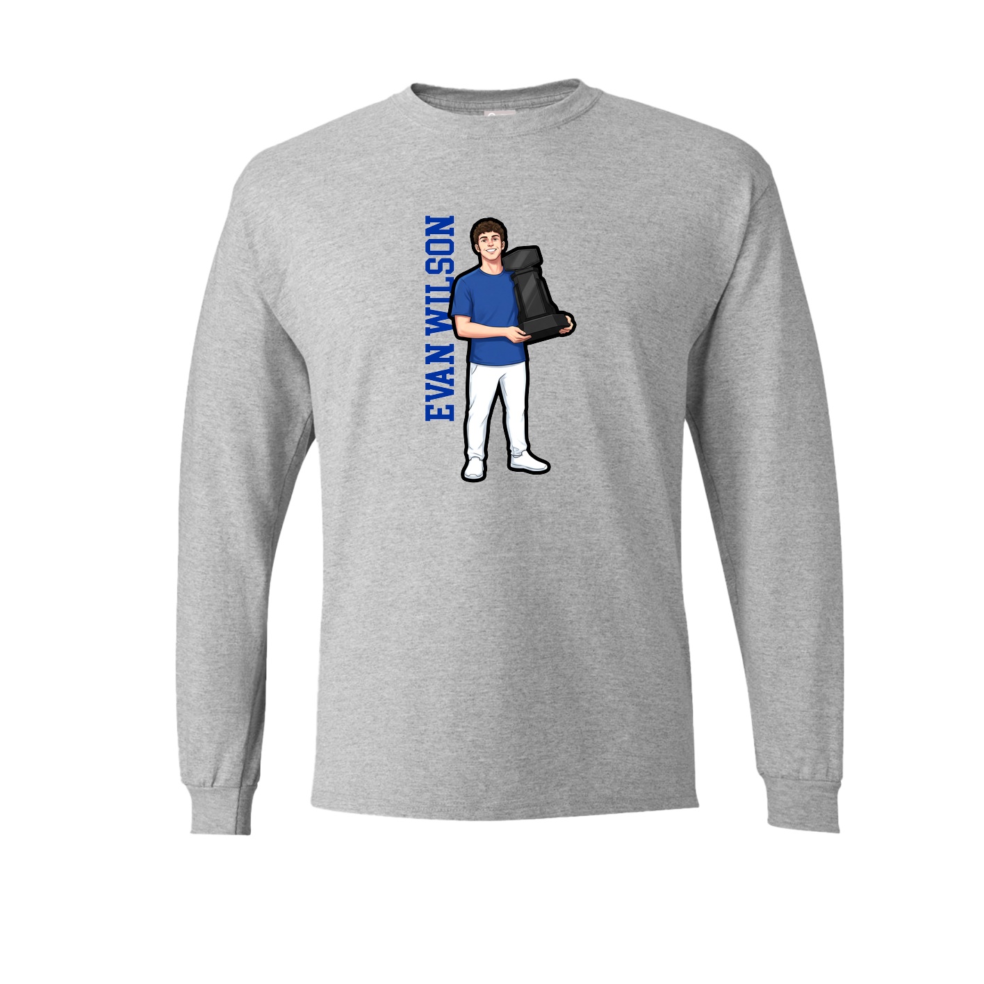 Long Sleeve Tee — Name Vertical in Grey