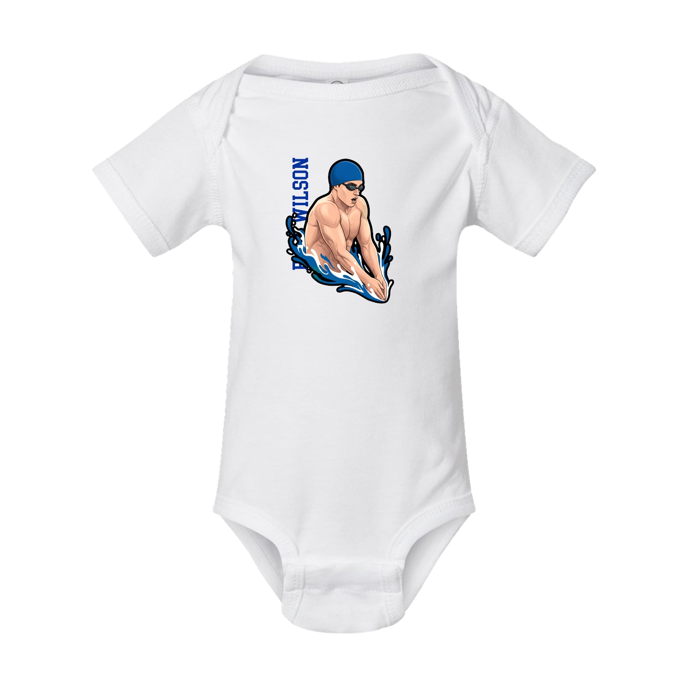Baby Onesie — Name Vertical in White