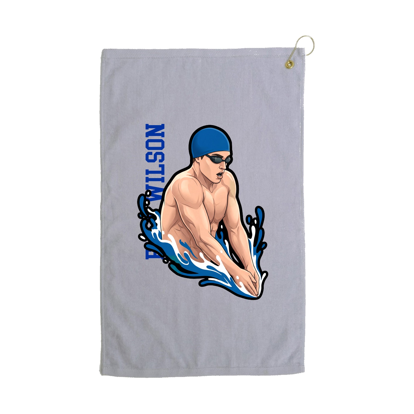 Golf Towel — Name Vertical in Grey
