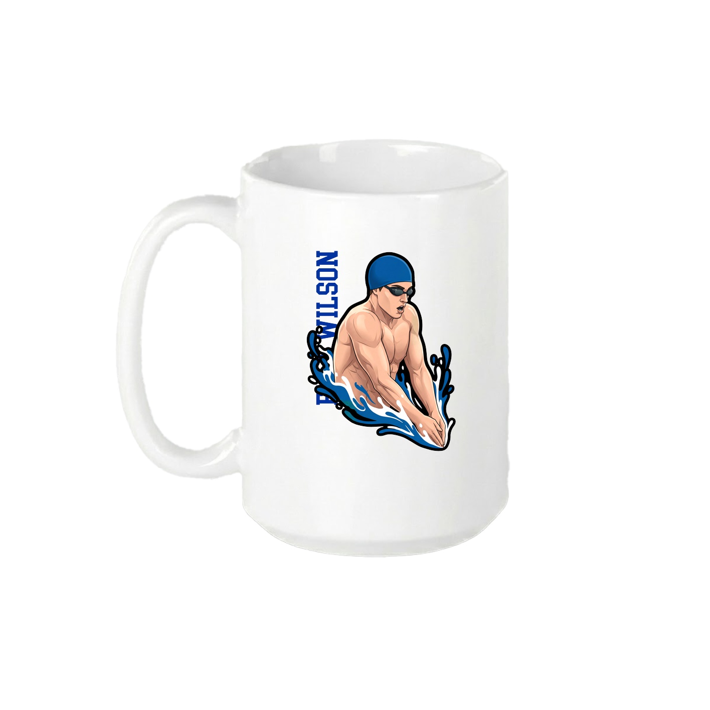 15oz Coffee Mug — Name Vertical in White