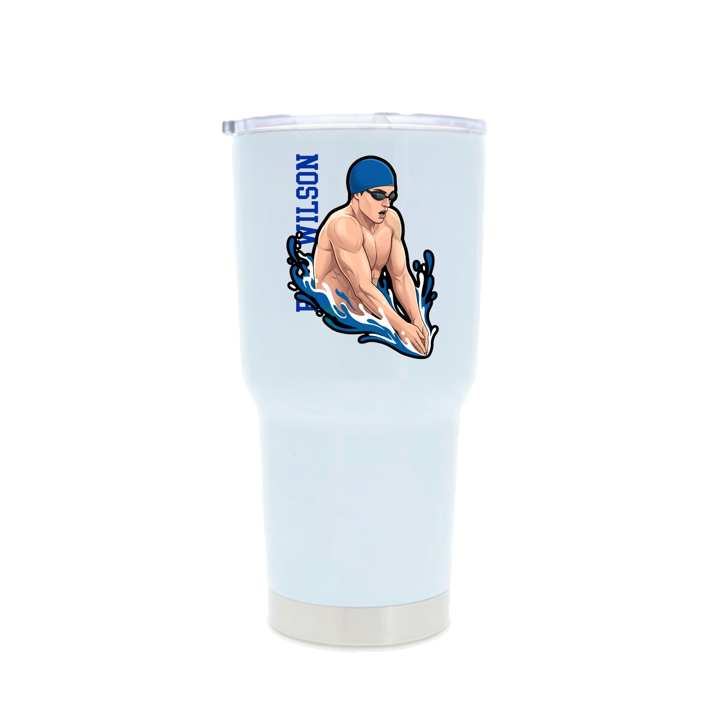 30oz Stainless Steel Tumbler — Name Vertical in White