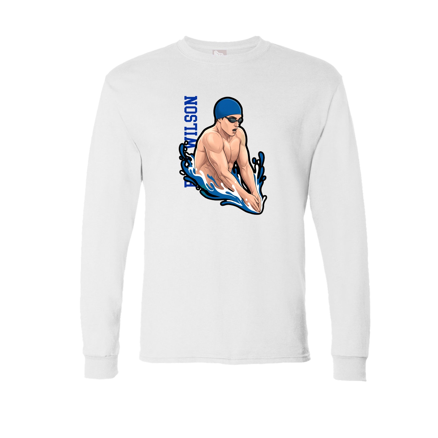 Long Sleeve Tee — Name Vertical in White