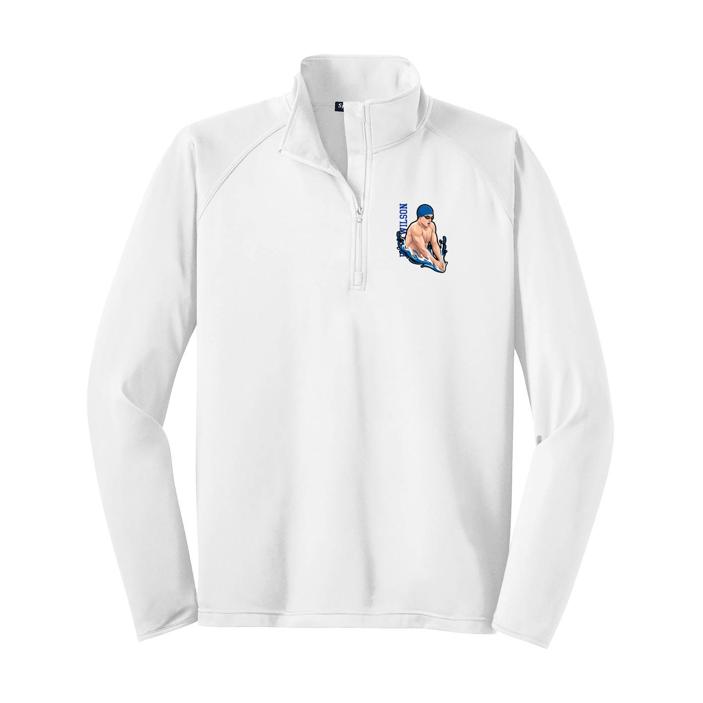 Q-Zip Pullover — Name Vertical in White
