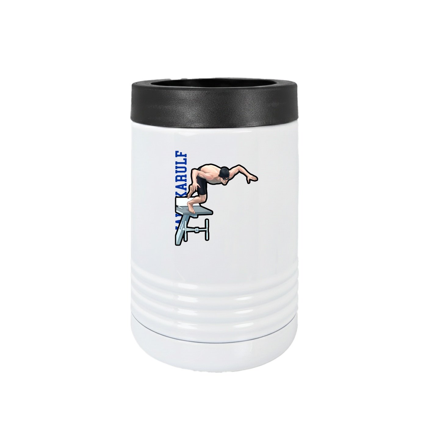 Beverage Holder — Name Vertical in White