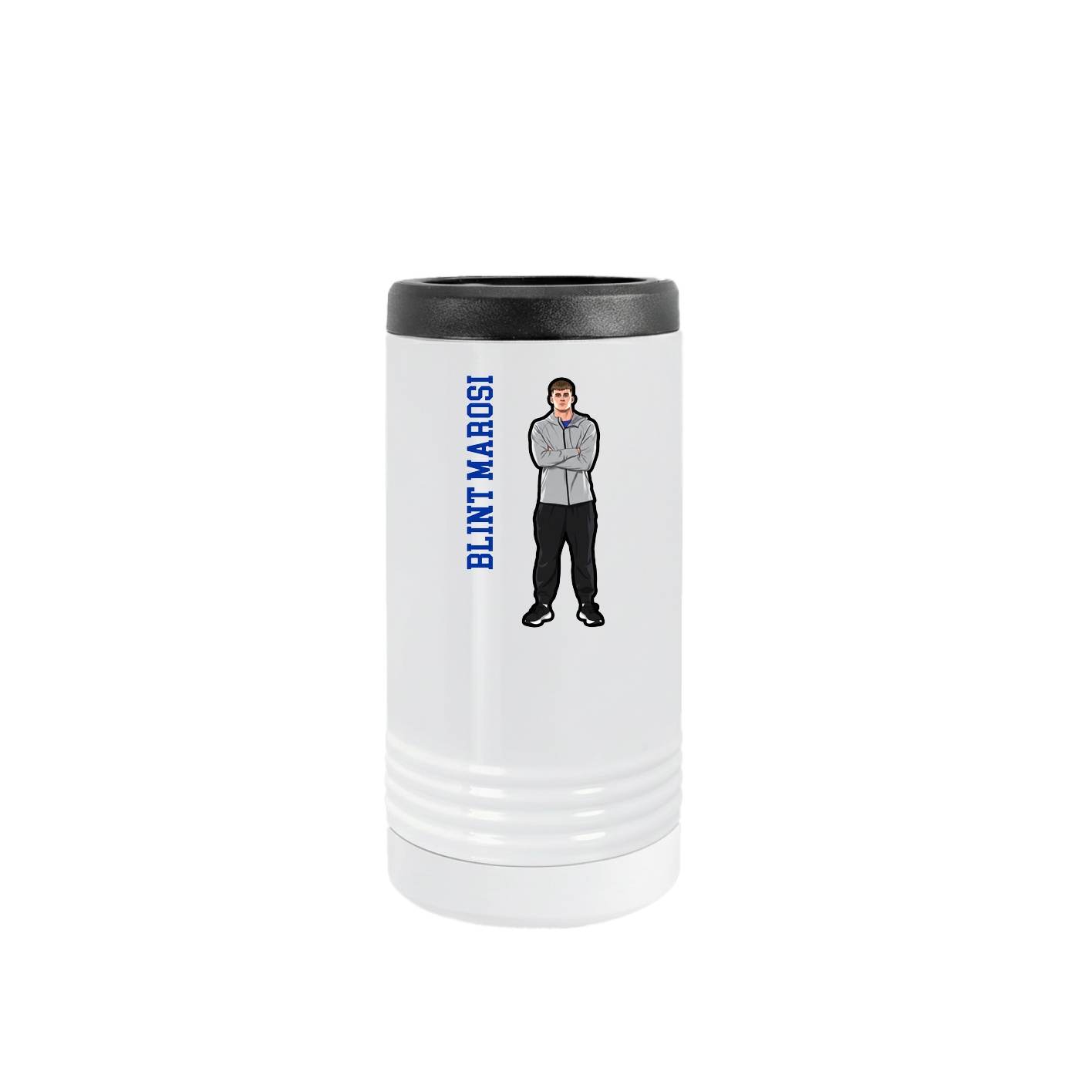 Slim Beverage Holder — Name Vertical in White