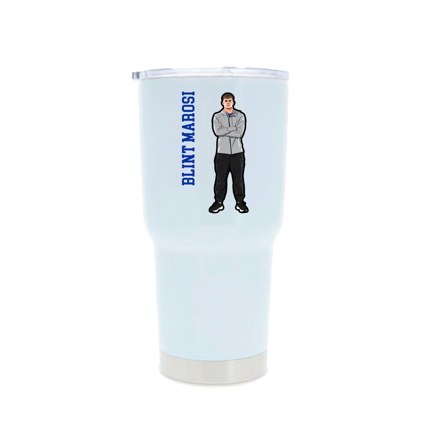 30oz Stainless Steel Tumbler — Name Vertical in White