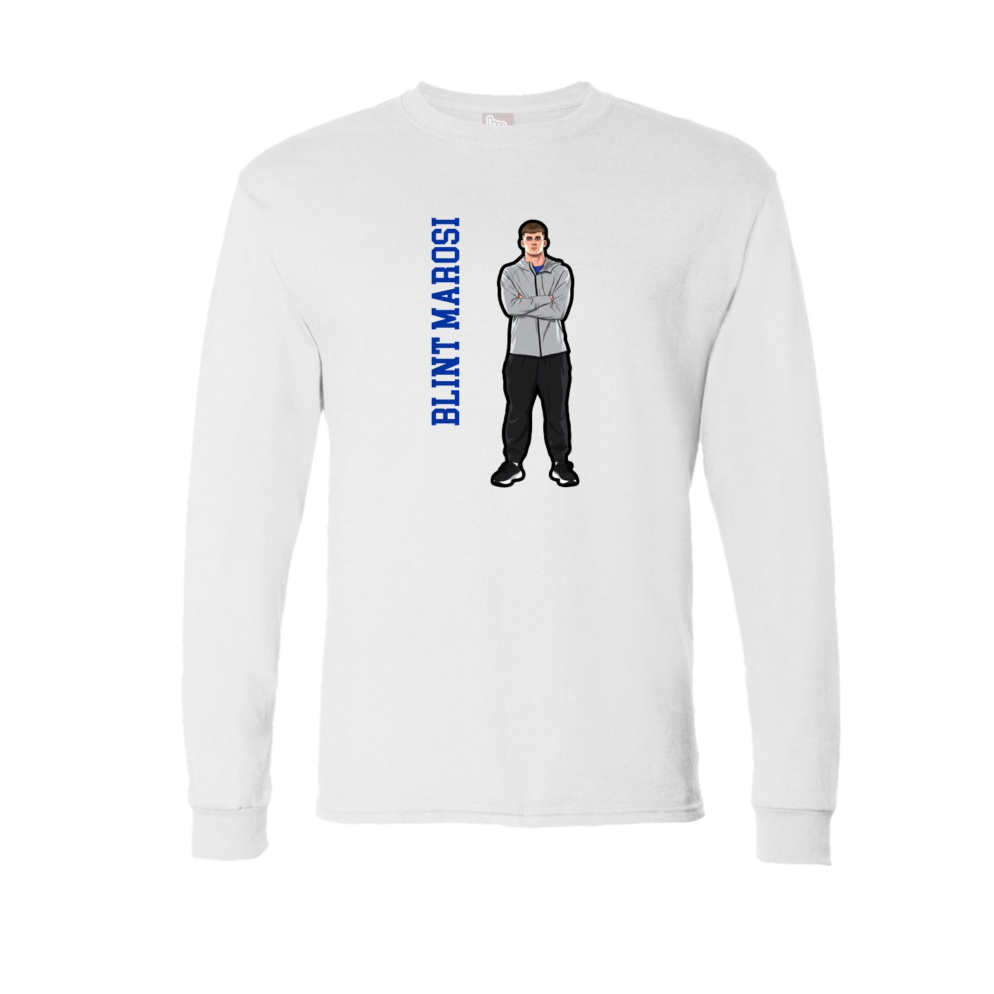 Long Sleeve Tee — Name Vertical in White