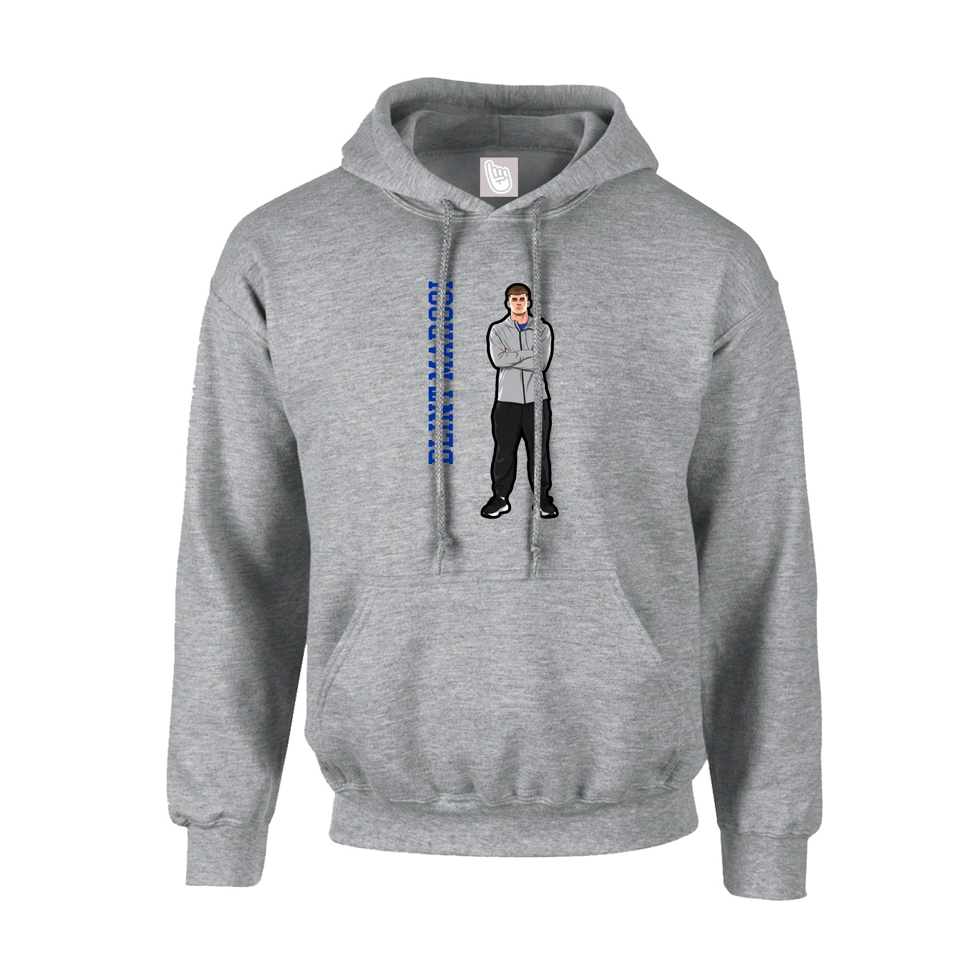 Youth Hoodie — Name Vertical in Grey
