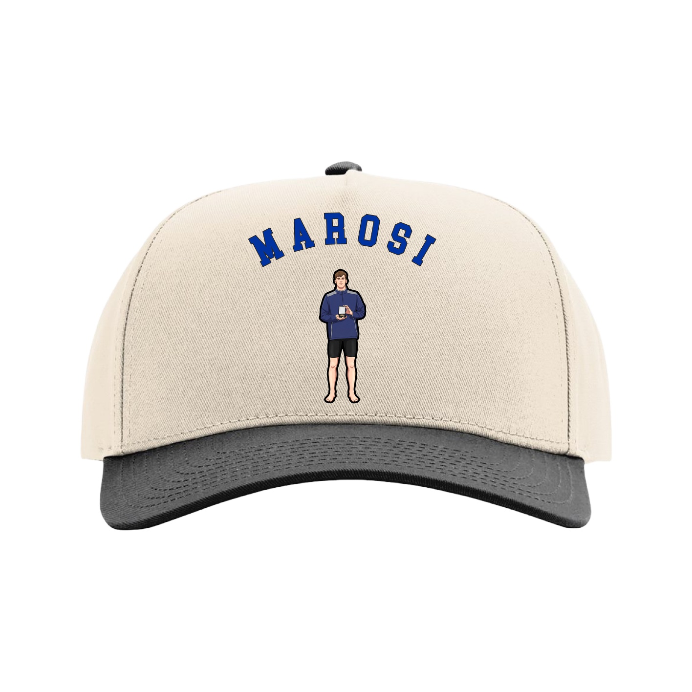 Full Fabric Five-Panel Champ Cap — Shirsey Arch in Cream/Black