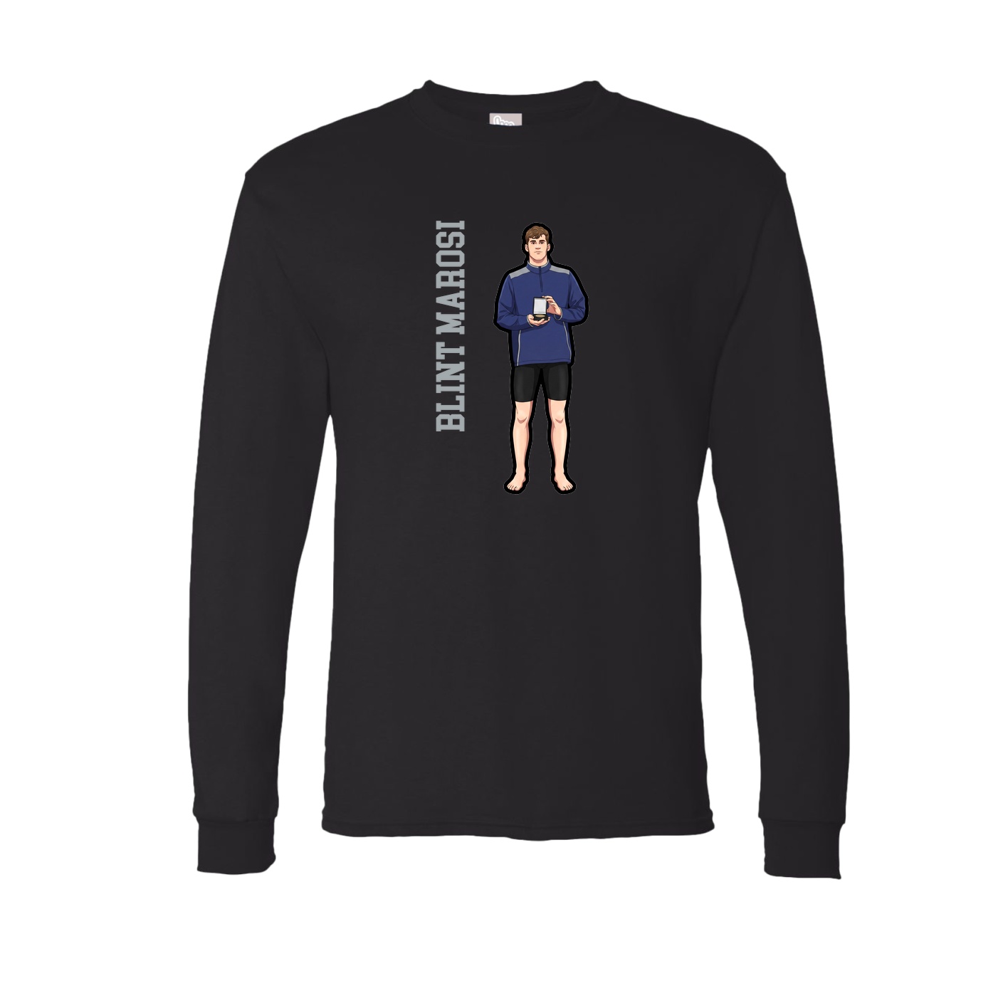 Long Sleeve Tee — Name Vertical in Black