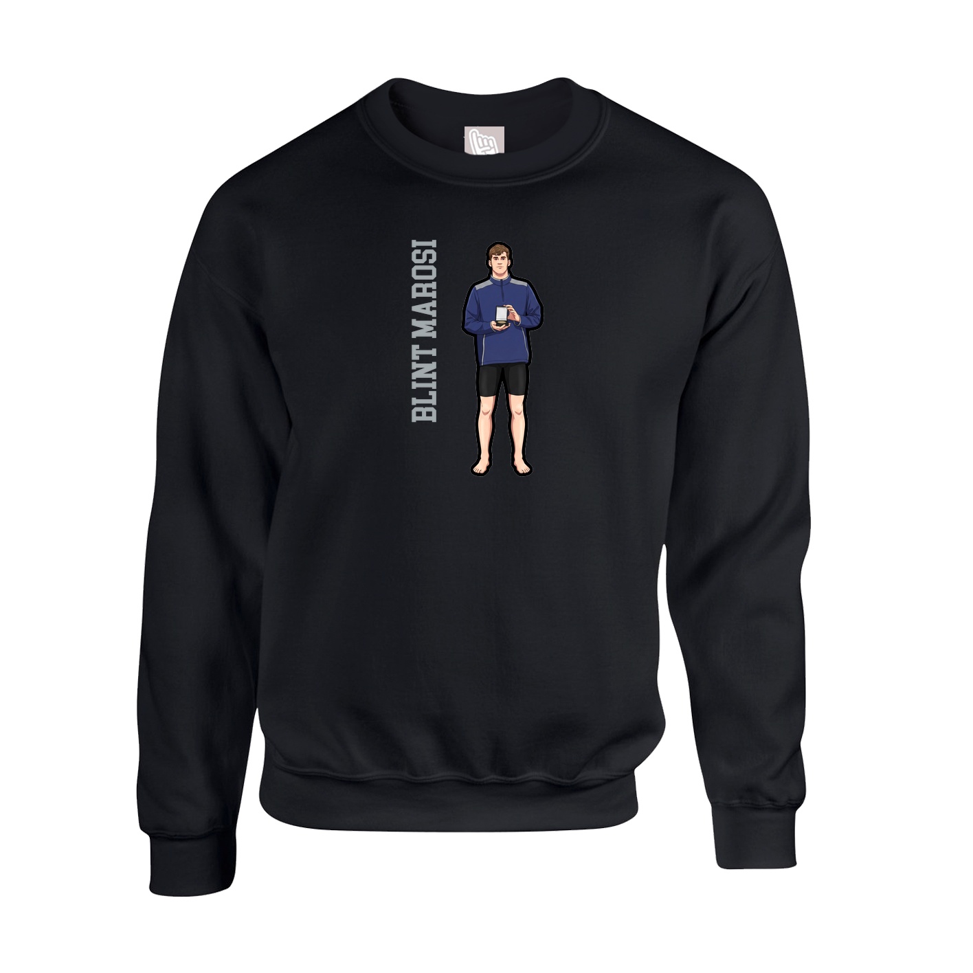 Fleece Crew — Name Vertical in Black