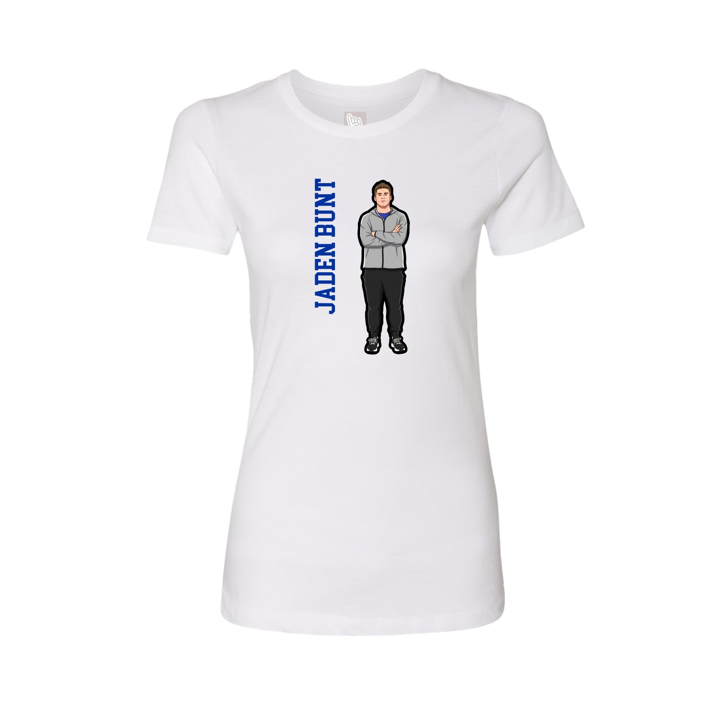 Womens Tee — Name Vertical in White