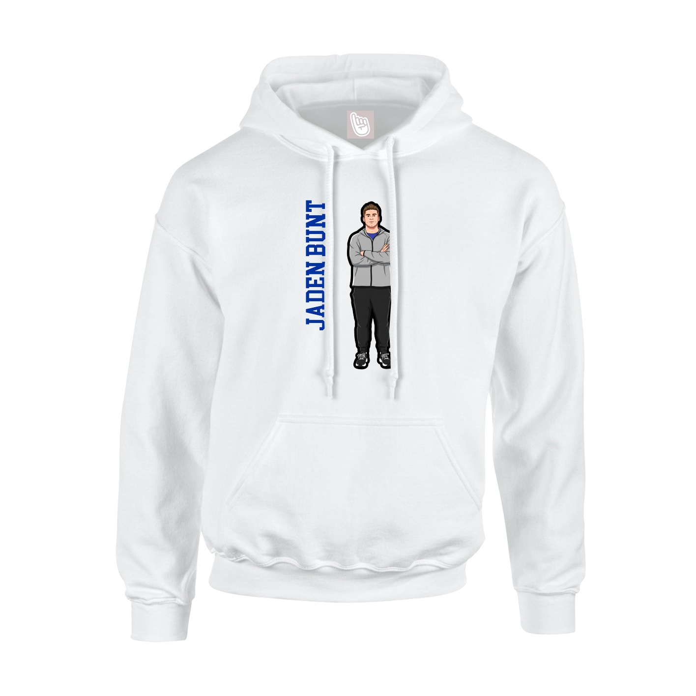 Youth Hoodie — Name Vertical in White