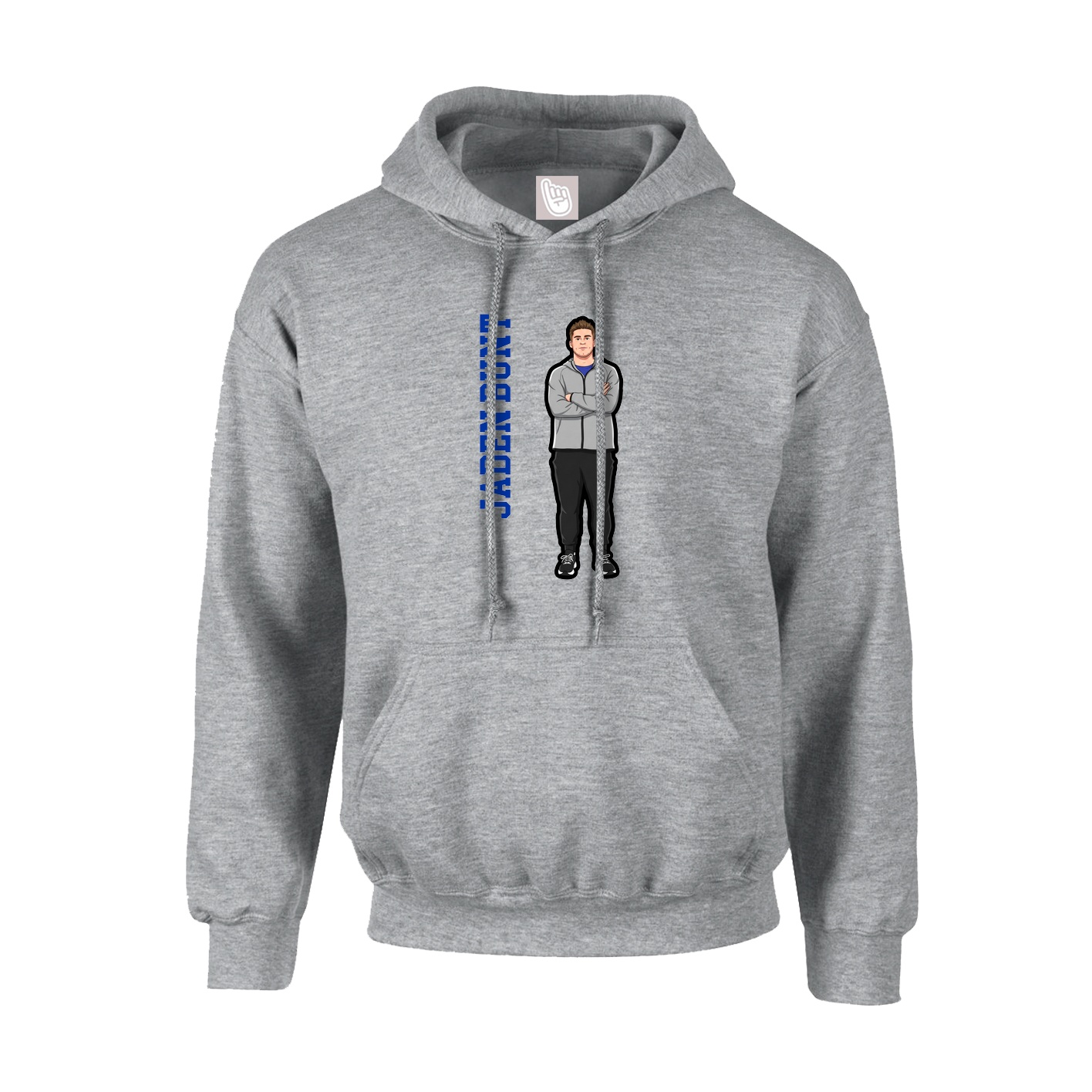 Youth Hoodie — Name Vertical in Grey
