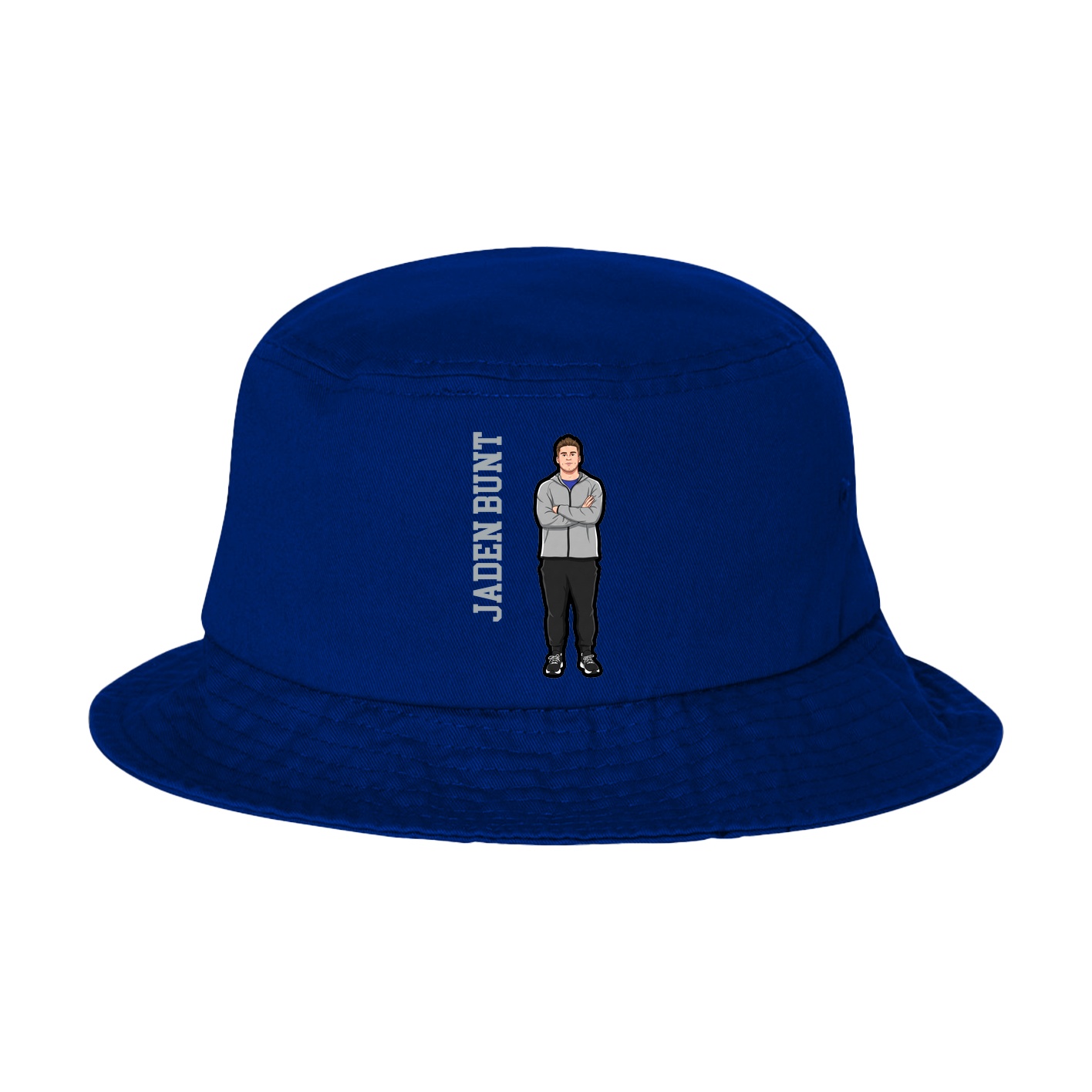 Bucket Cap — Name Vertical in Royal Blue