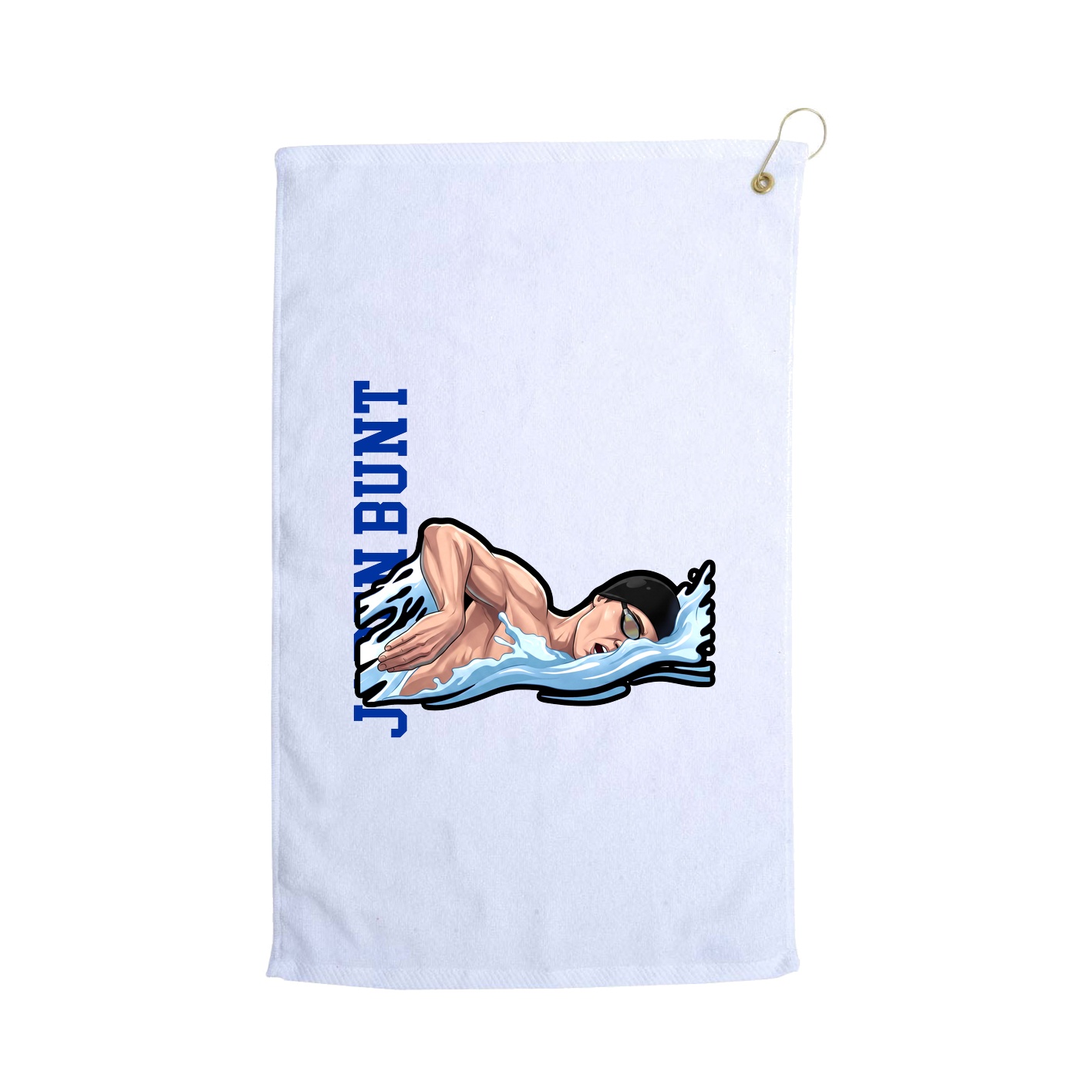 Golf Towel — Name Vertical in White