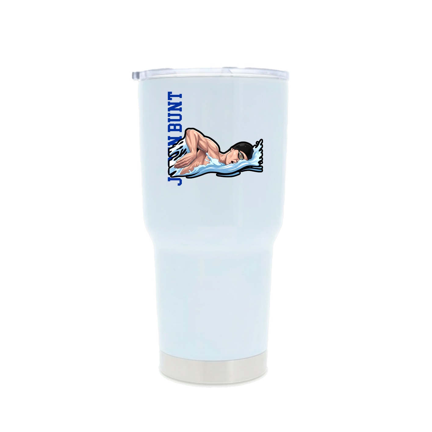 30oz Stainless Steel Tumbler — Name Vertical in White
