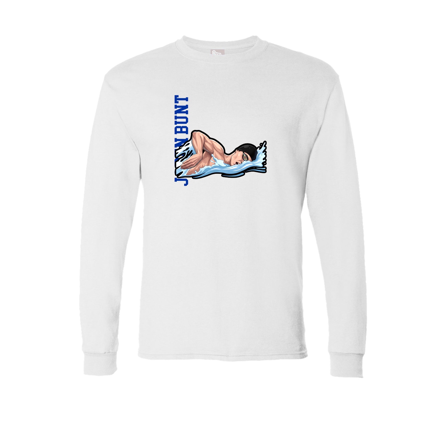 Long Sleeve Tee — Name Vertical in White