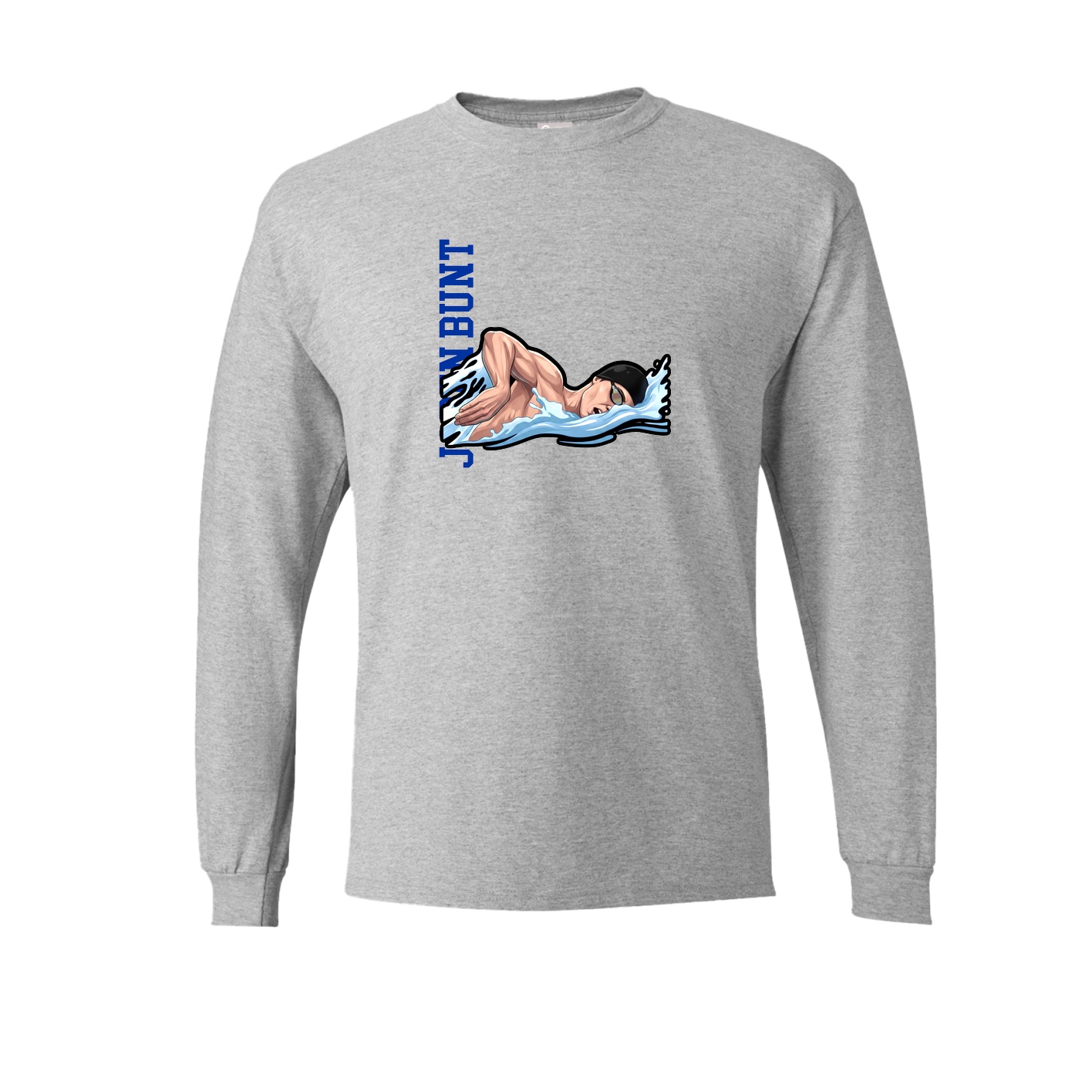 Long Sleeve Tee — Name Vertical in Grey