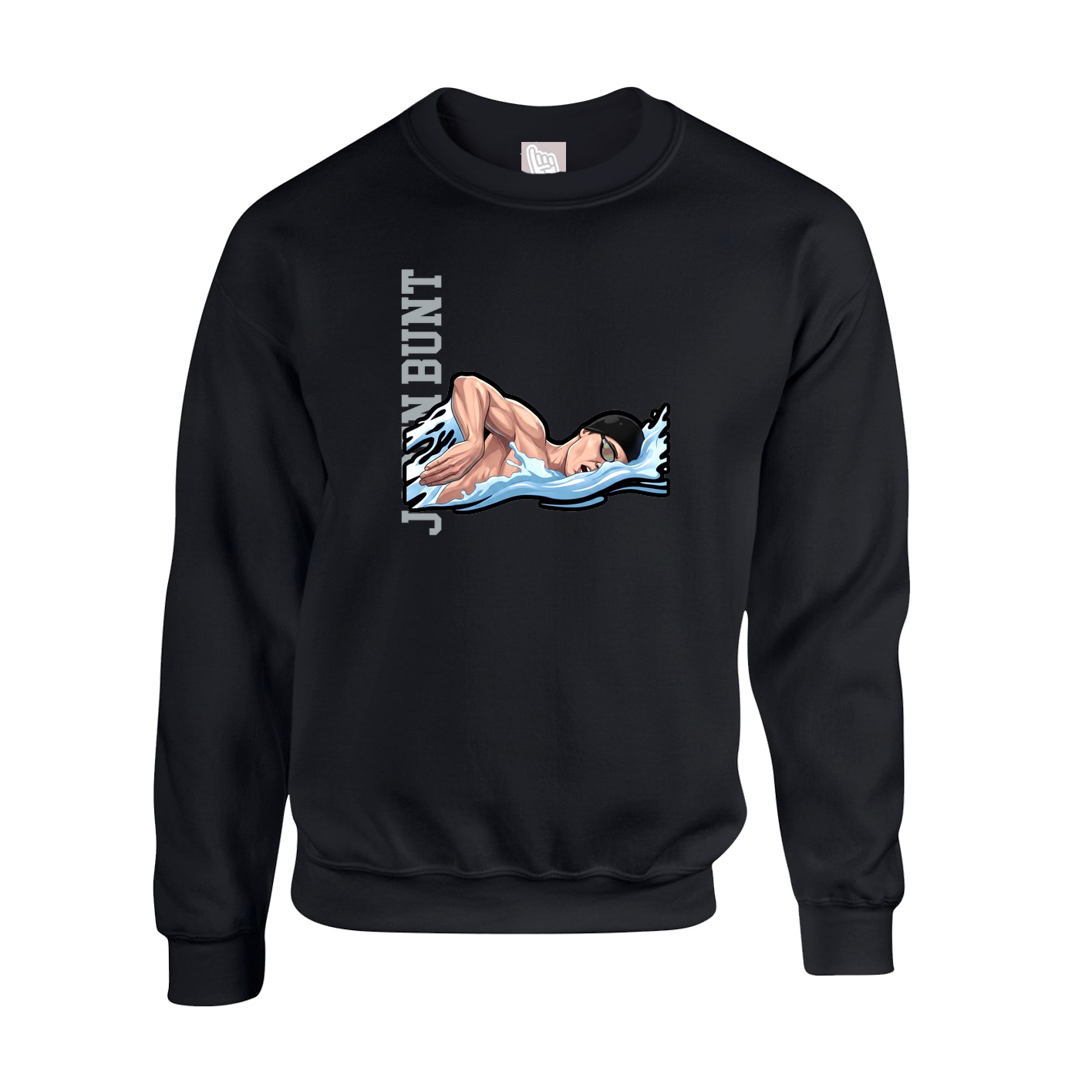 Fleece Crew — Name Vertical in Black