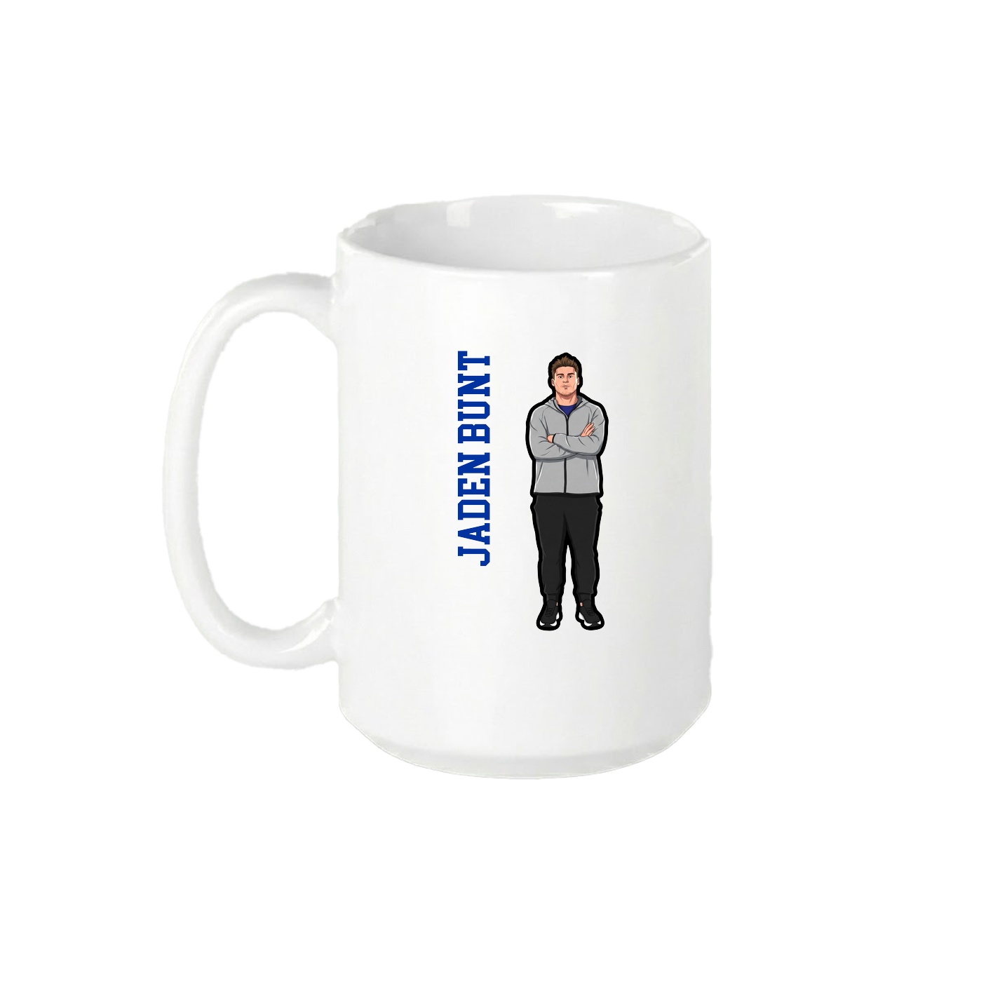 15oz Coffee Mug — Name Vertical in White