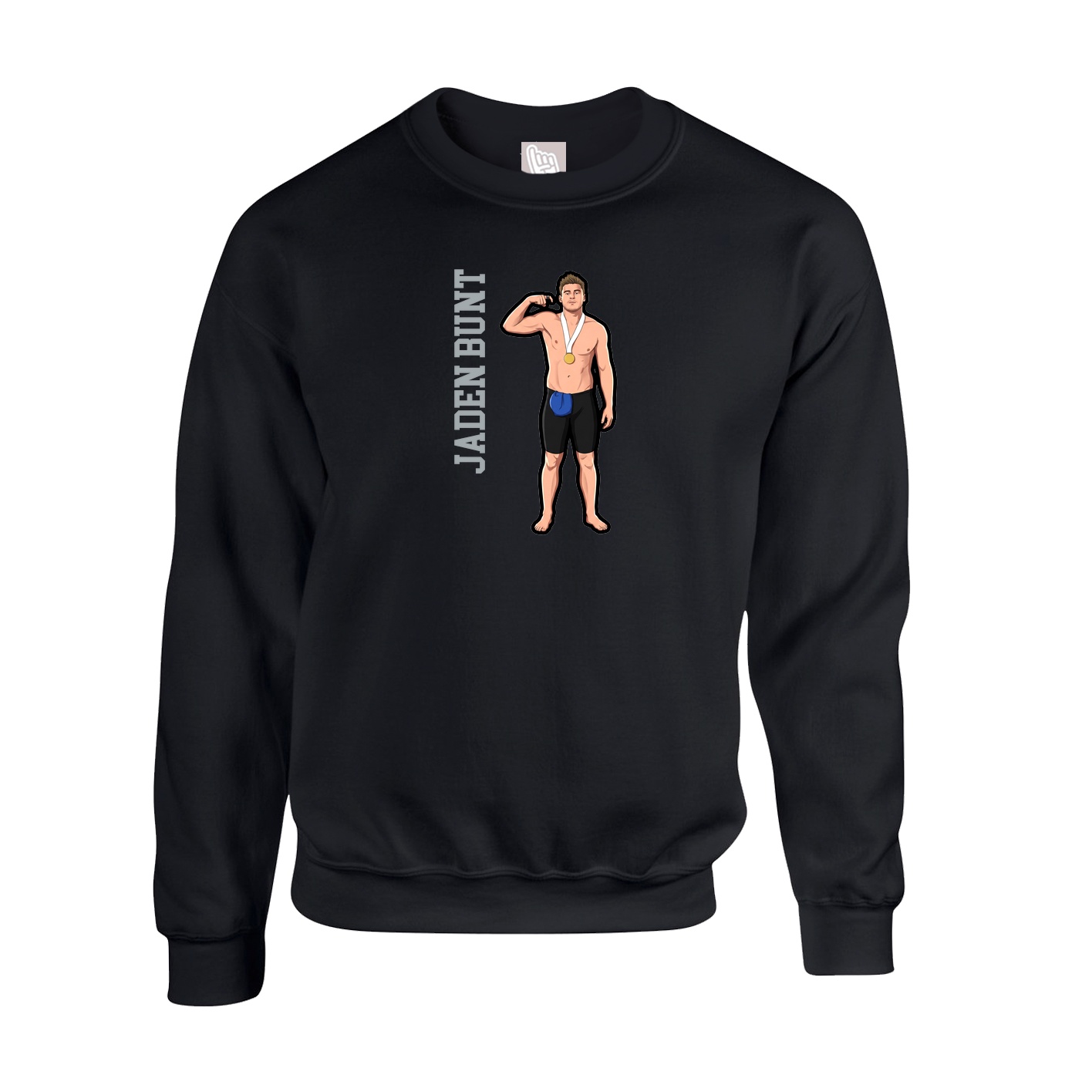 Fleece Crew — Name Vertical in Black