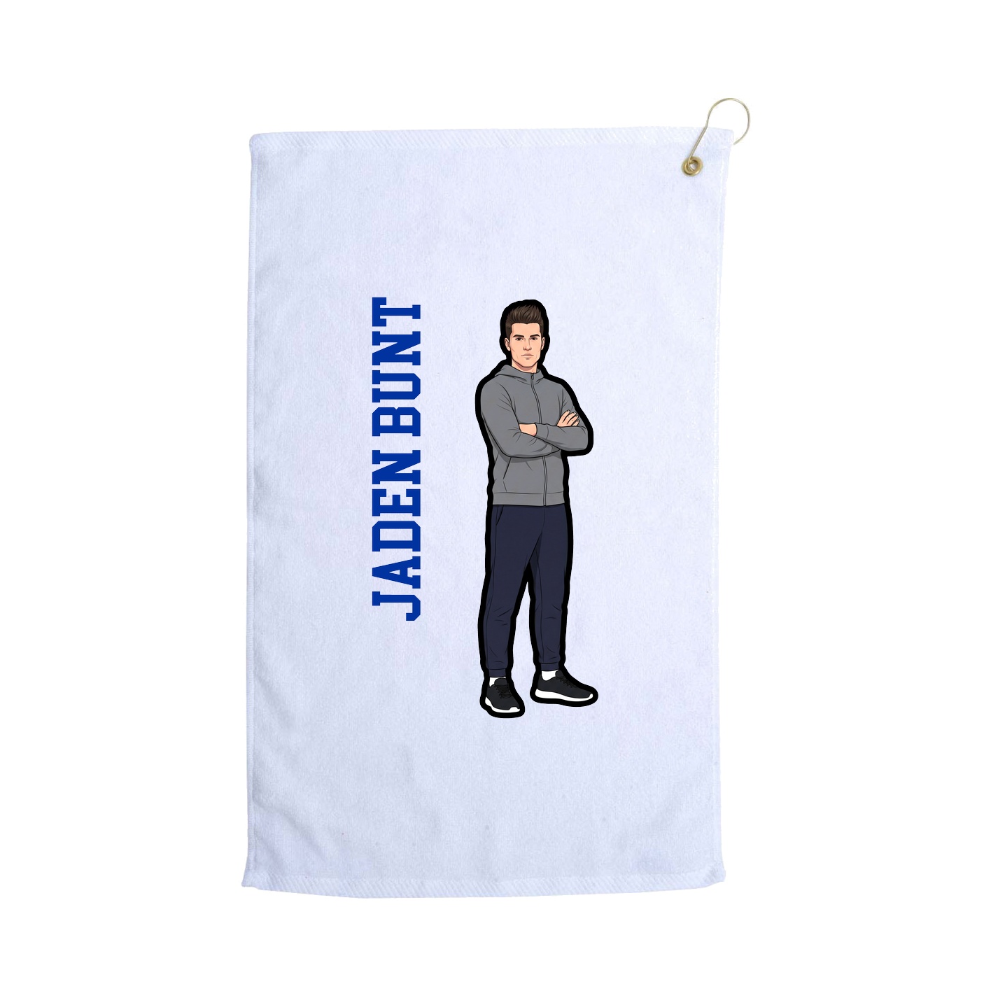 Golf Towel — Name Vertical in White