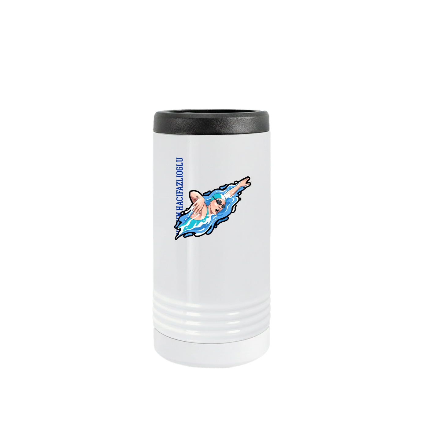 Slim Beverage Holder — Name Vertical in White