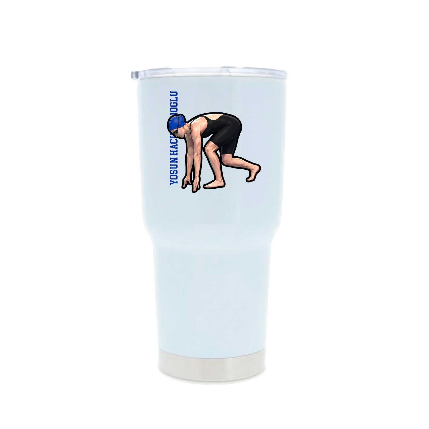 30oz Stainless Steel Tumbler — Name Vertical in White
