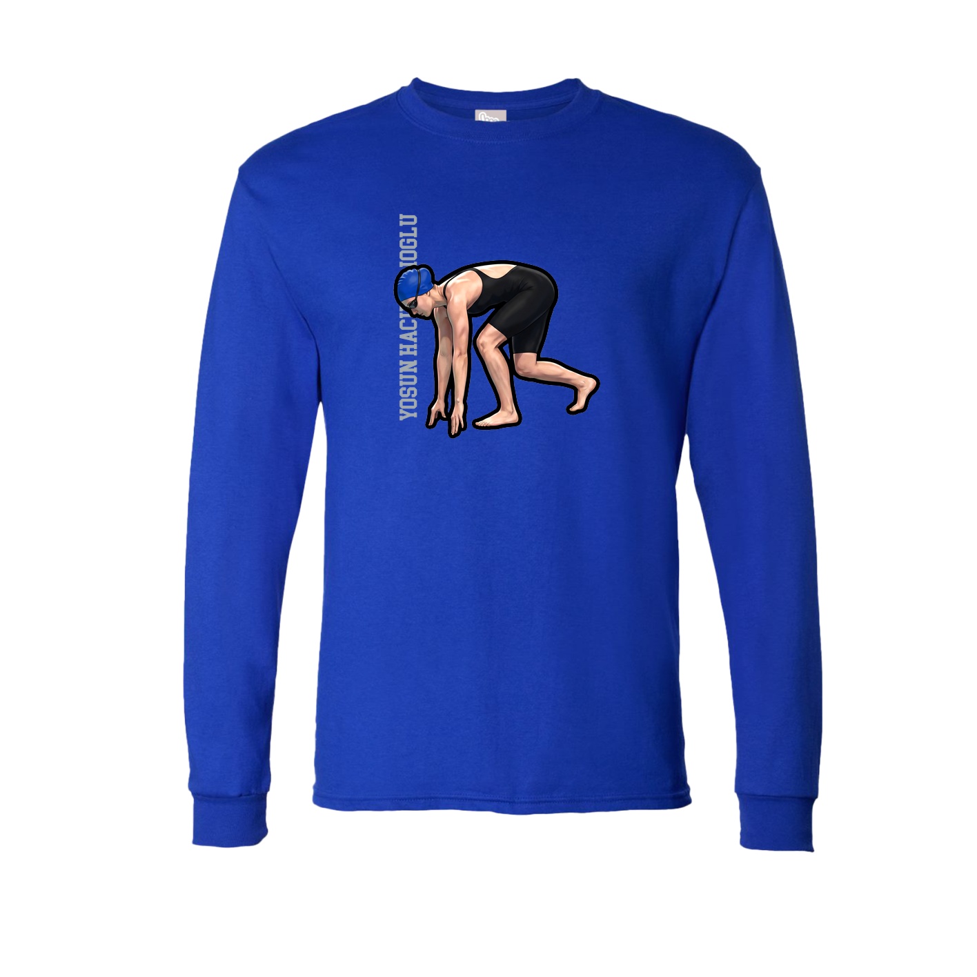 Long Sleeve Tee — Name Vertical in Royal