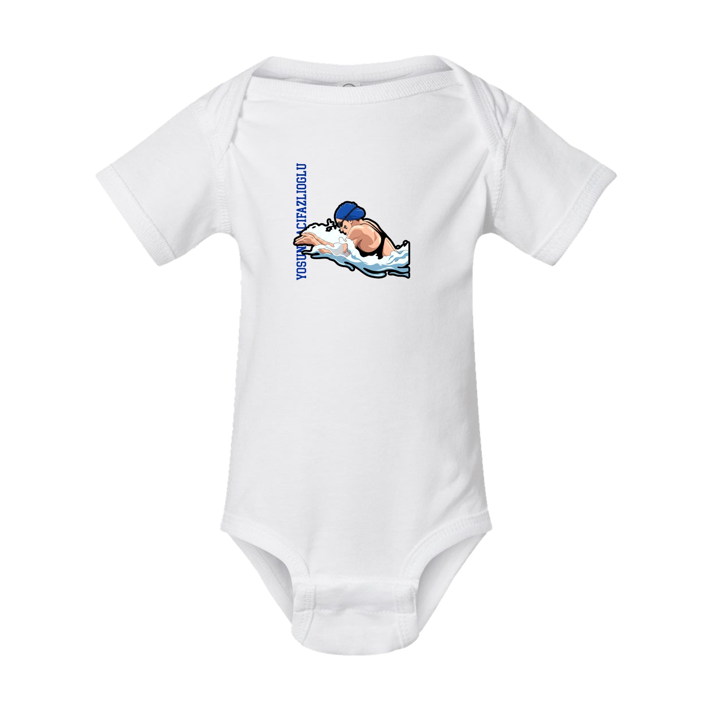 Baby Onesie — Name Vertical in White