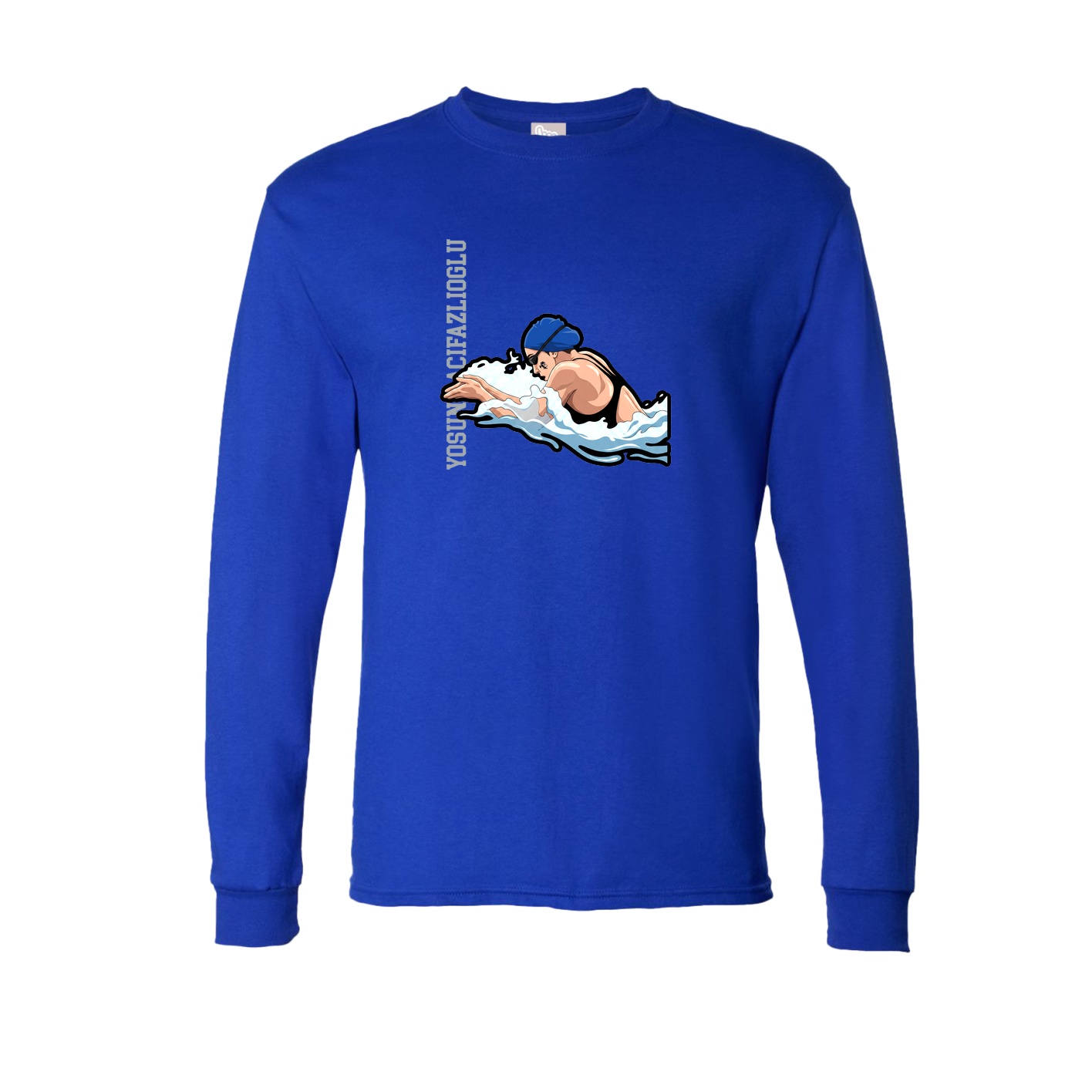 Long Sleeve Tee — Name Vertical in Royal