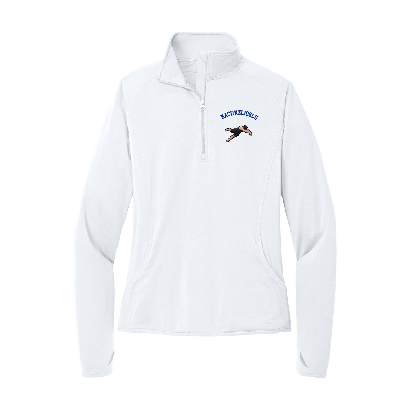 Women's Q-Zip Pullover — Shirsey Arch in White