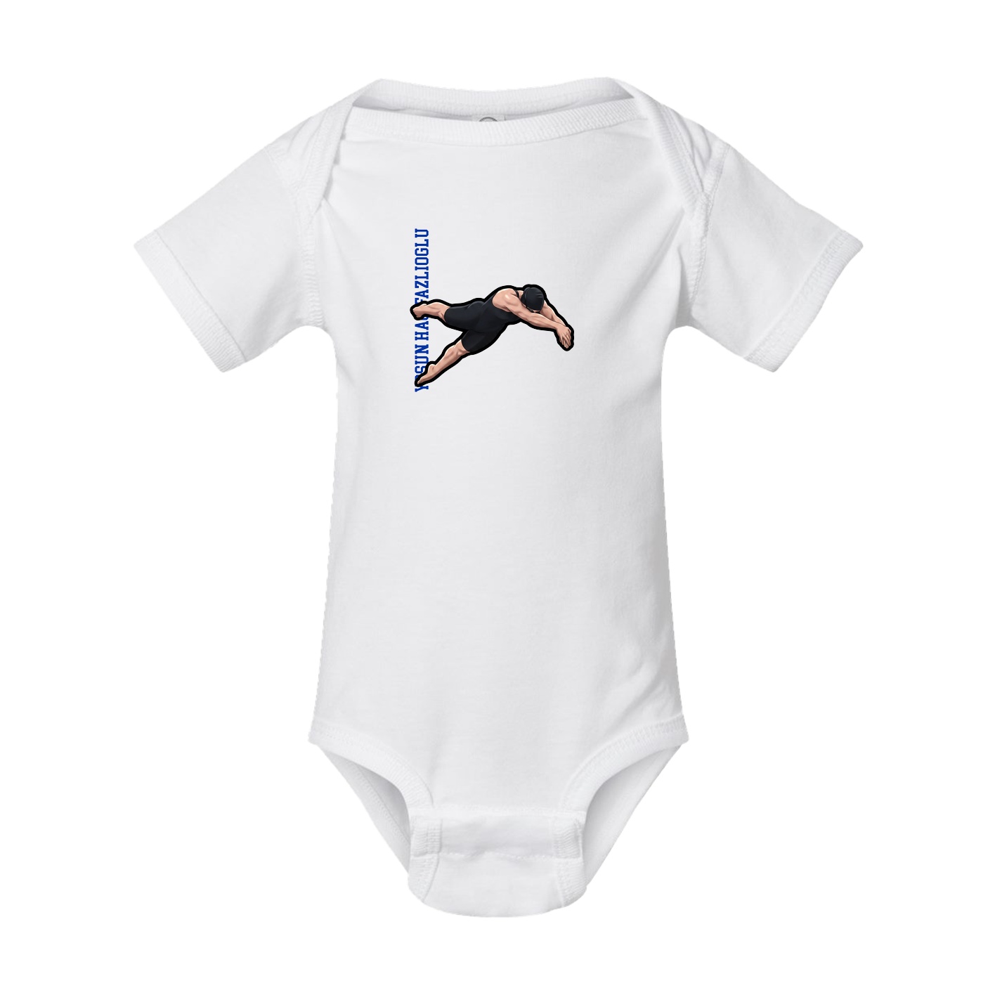 Baby Onesie — Name Vertical in White