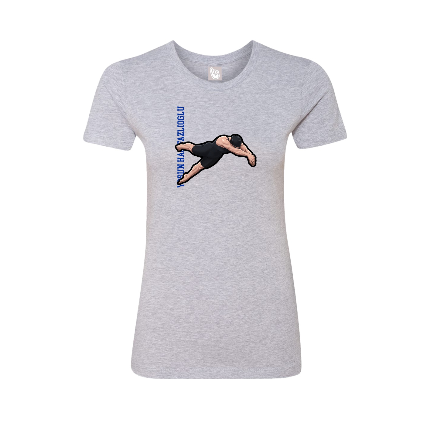 Womens Tee — Name Vertical in Grey