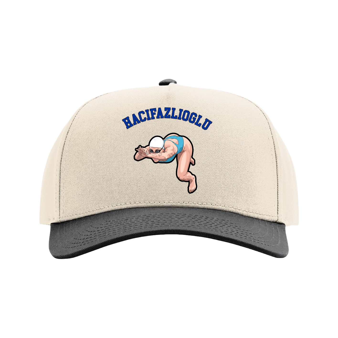 Full Fabric Five-Panel Champ Cap — Shirsey Arch in Cream/Black