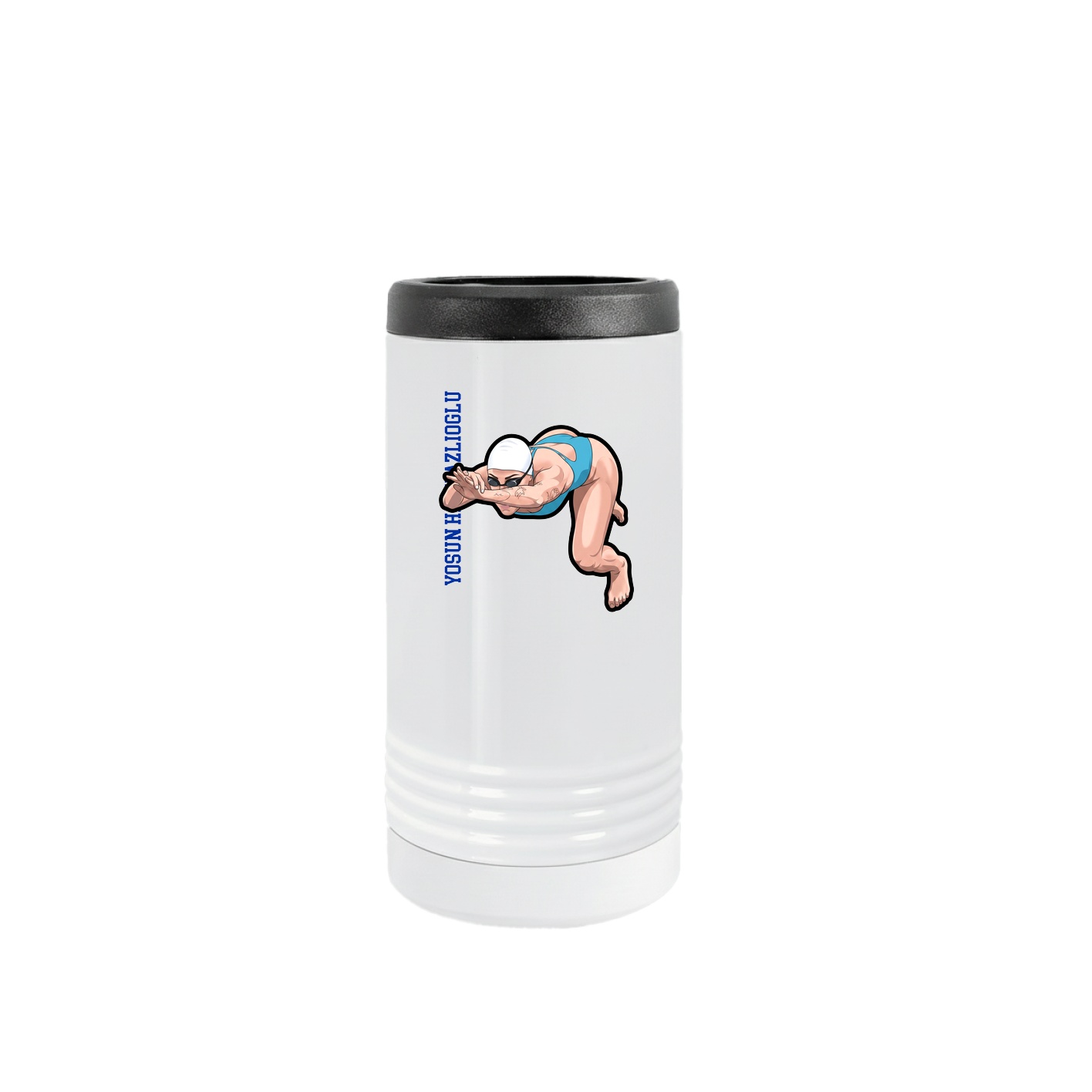 Slim Beverage Holder — Name Vertical in White