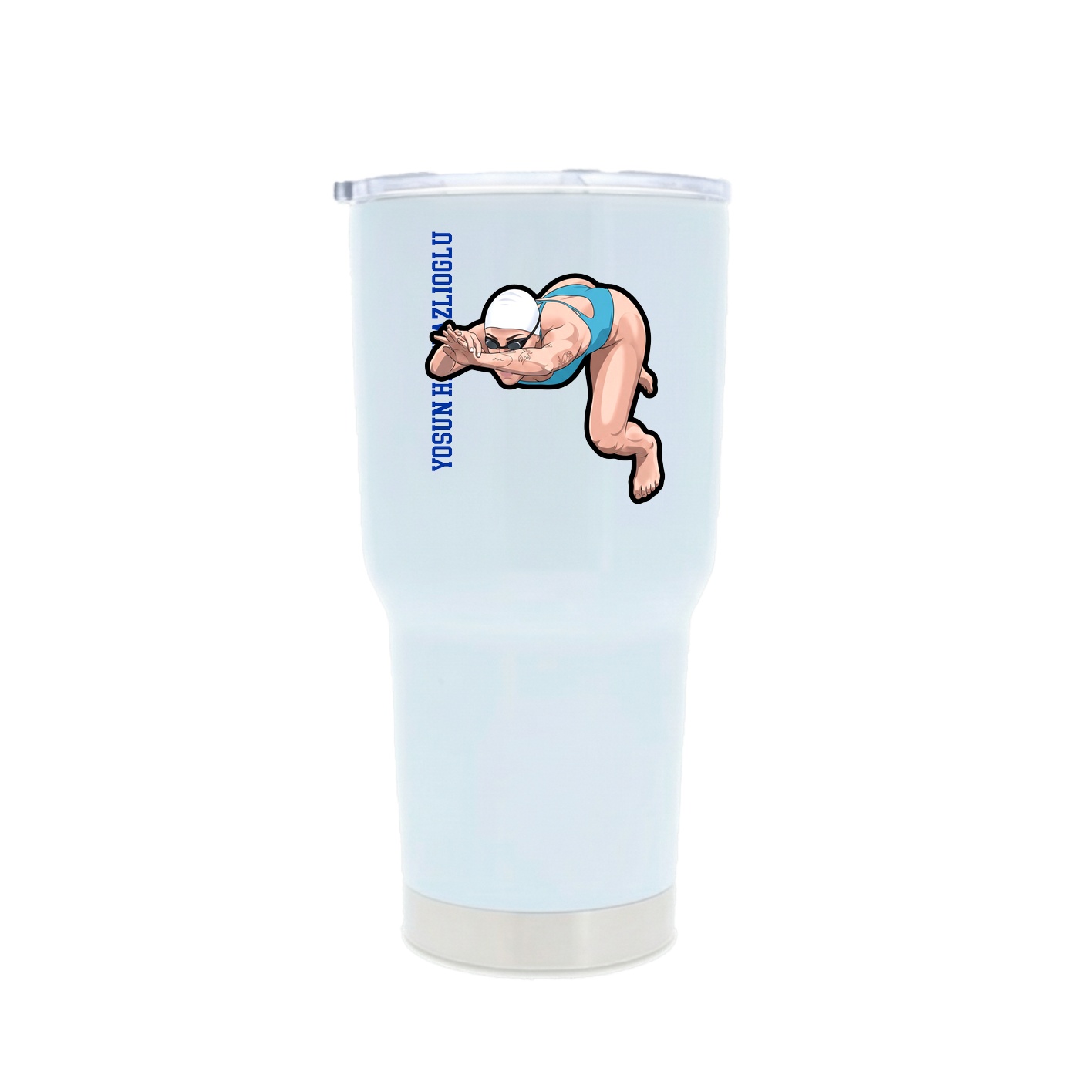 30oz Stainless Steel Tumbler — Name Vertical in White