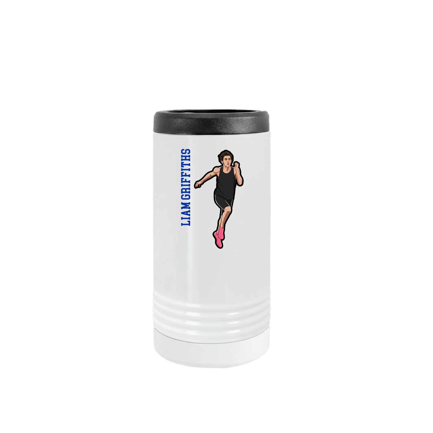 Slim Beverage Holder — Name Vertical in White