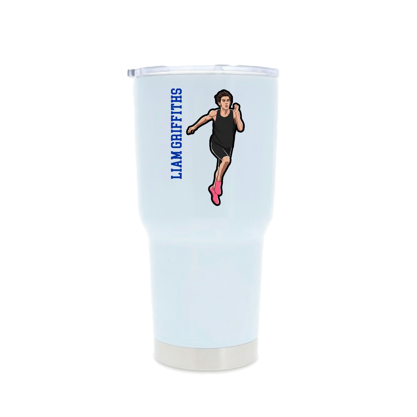 30oz Stainless Steel Tumbler — Name Vertical in White