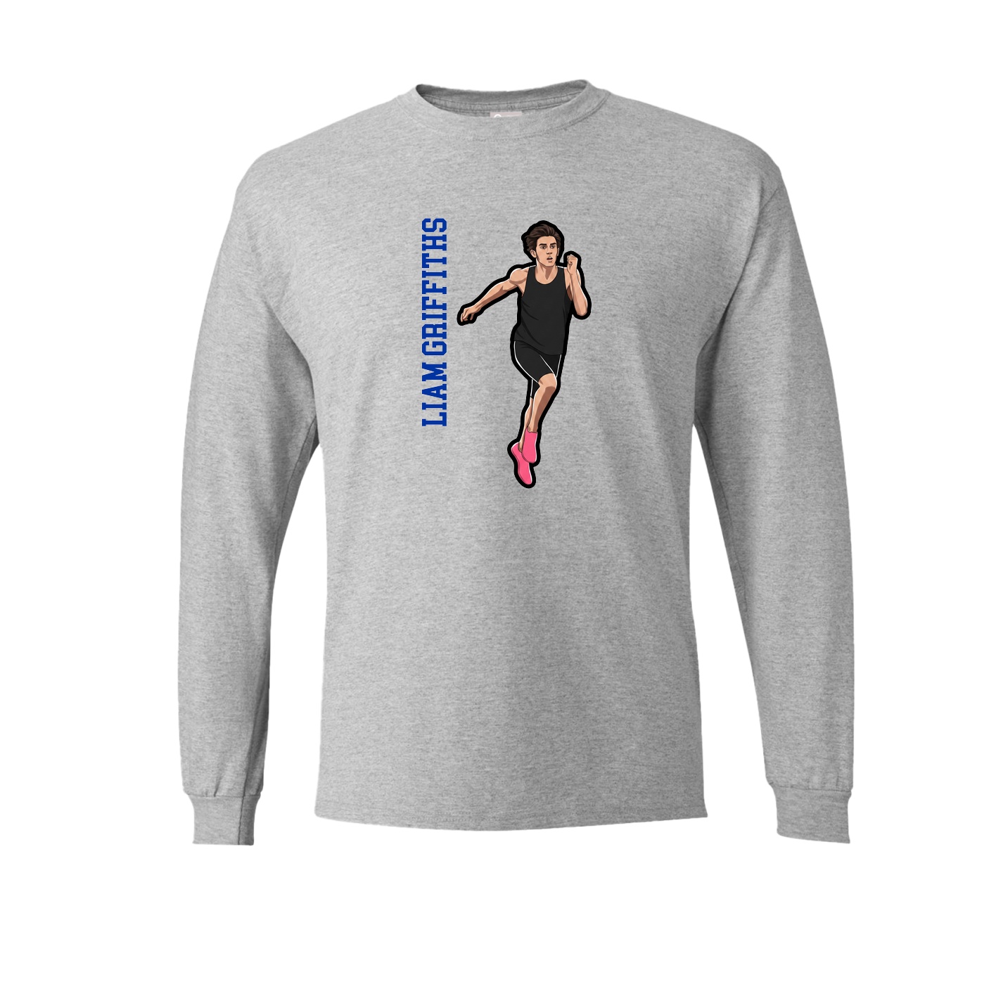 Long Sleeve Tee — Name Vertical in Grey