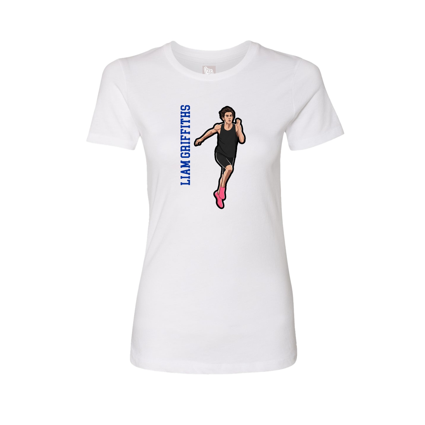 Fitted Women's Tee — Name Vertical in White