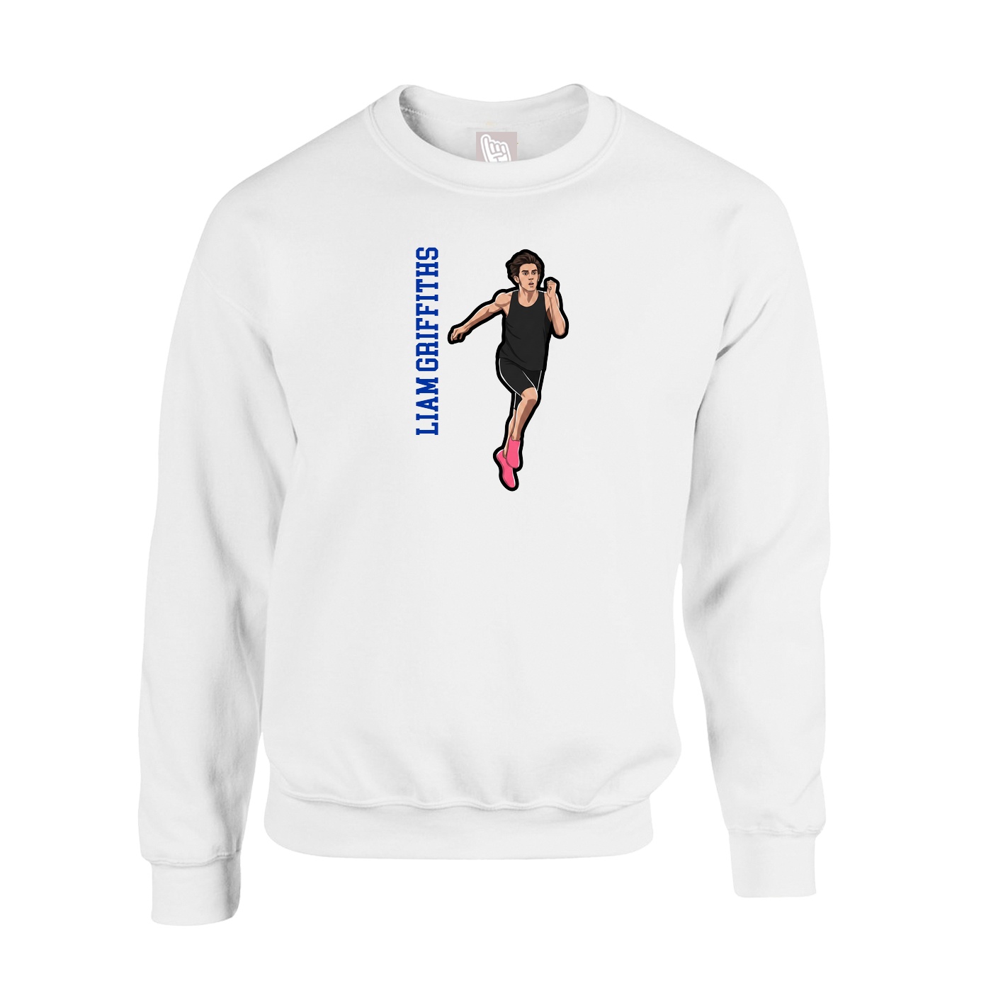 Fleece Crew — Name Vertical in White